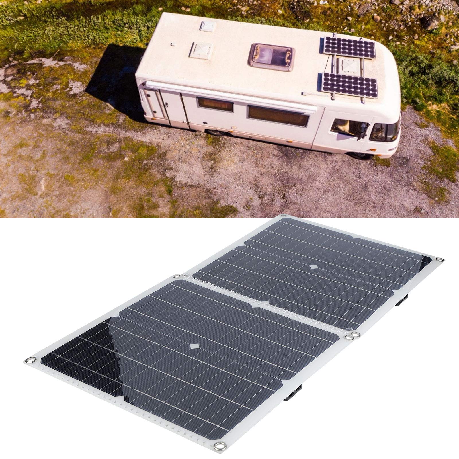50W 5V Portable Solar Panel Charger Kit - Waterproof Solar Power Bank for Laptops, Phones, Camping, RV & Emergency Power Supply