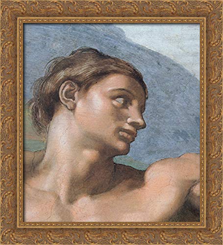Michelangelo's The Creation of Adam Sistine Chapel Canvas Art - 20x22 Gold Ornate Wood Framed Wall Decor for Living Room, Bedroom & Office