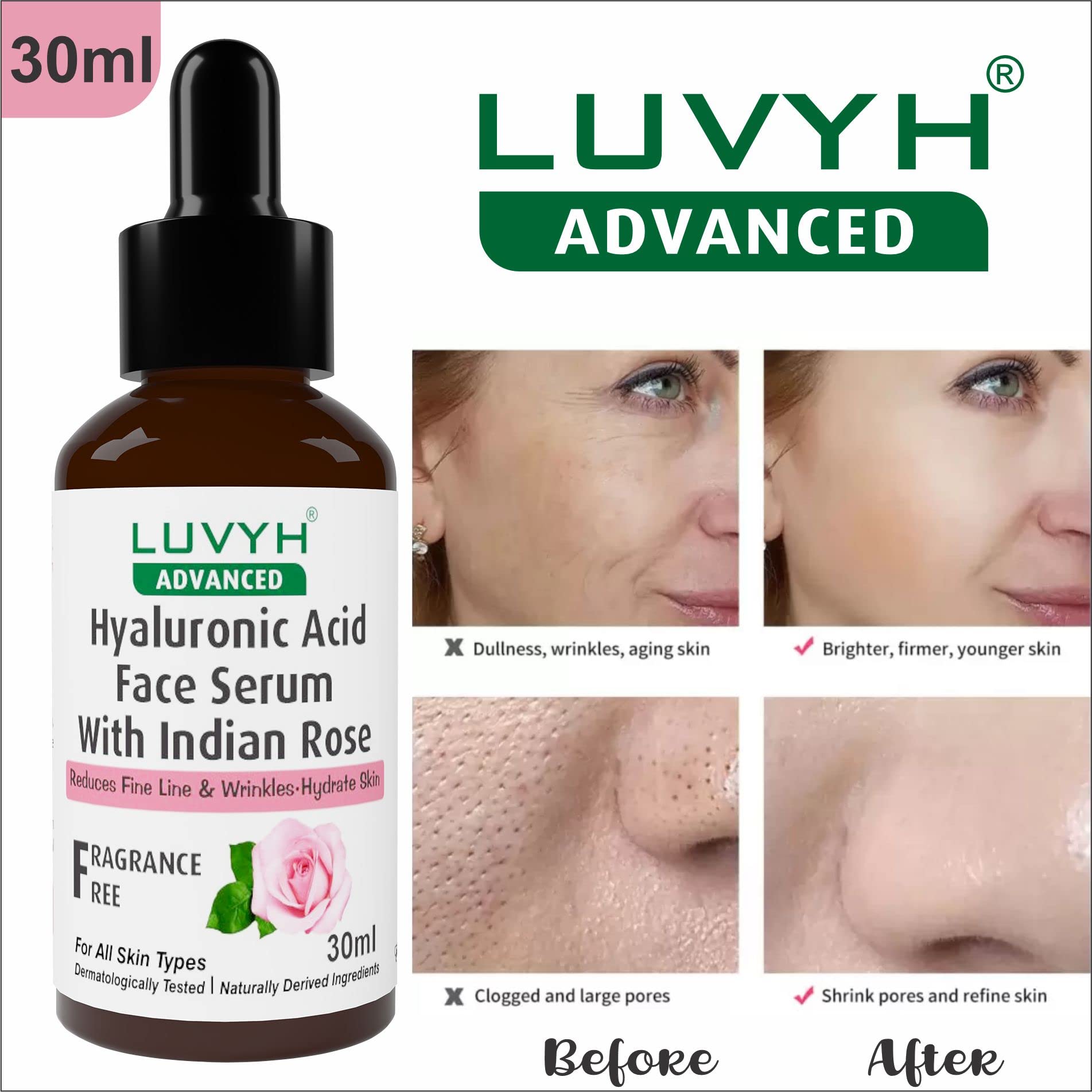 Hyaluronic Acid Face Serum for Women & Men - 30ml | Moisturizing & Brightening Serum | Lightweight Formula for Youthful, Glowing Skin | Reduces Fine Lines | Paraben-Free | Perfect for Daily Skincare & Anti-Aging Routine