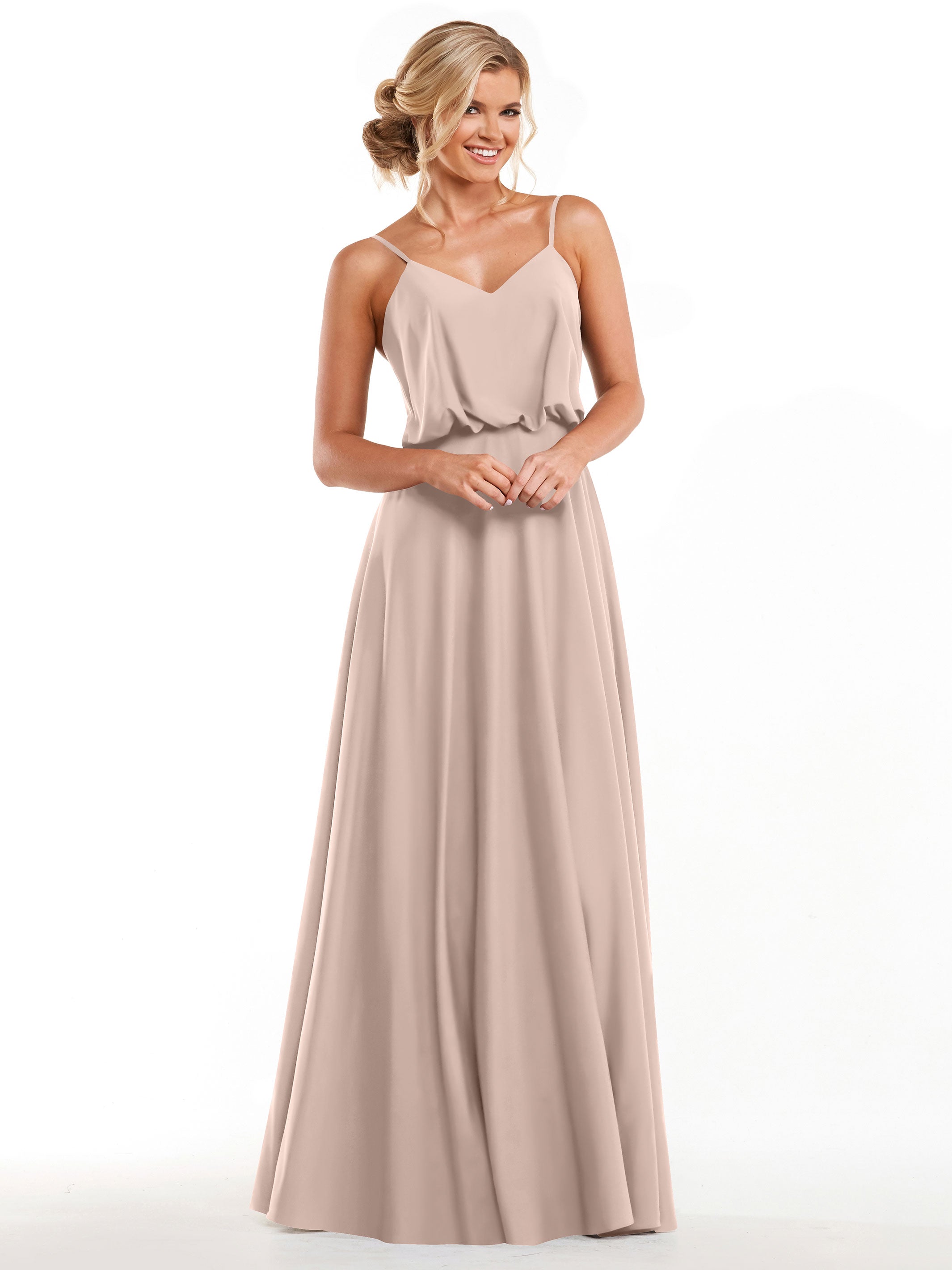 Elegant 83040 A-Line Bridesmaid Dress with Flowy Stretch Chiffon Skirt - Perfect for Weddings, Formal Events & Special Occasions