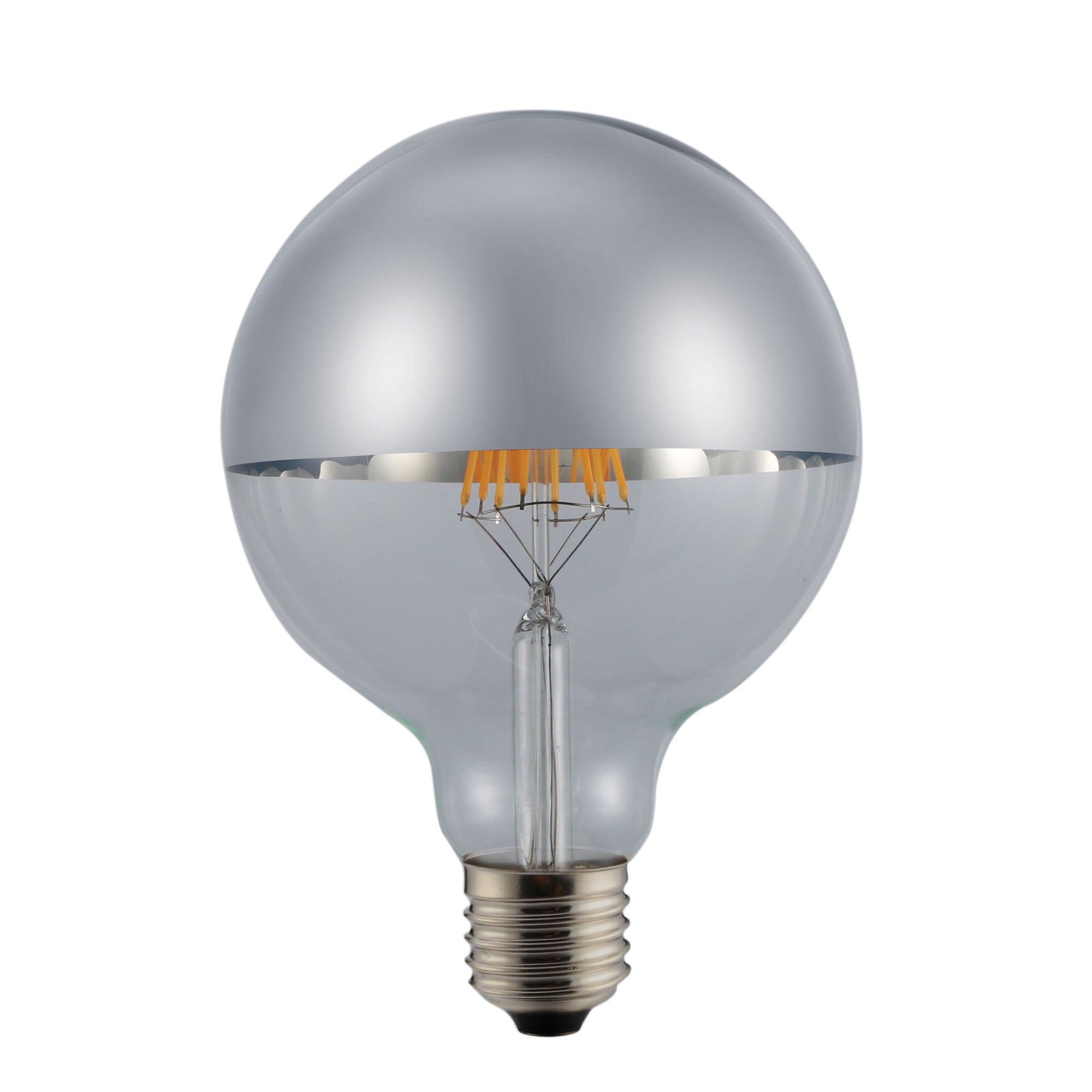 6W E27 LED Bulb, Warm White 2700K, G95 Silver Crown Globe Light - Perfect for Bedroom, Living Room, and Vintage Style Decor