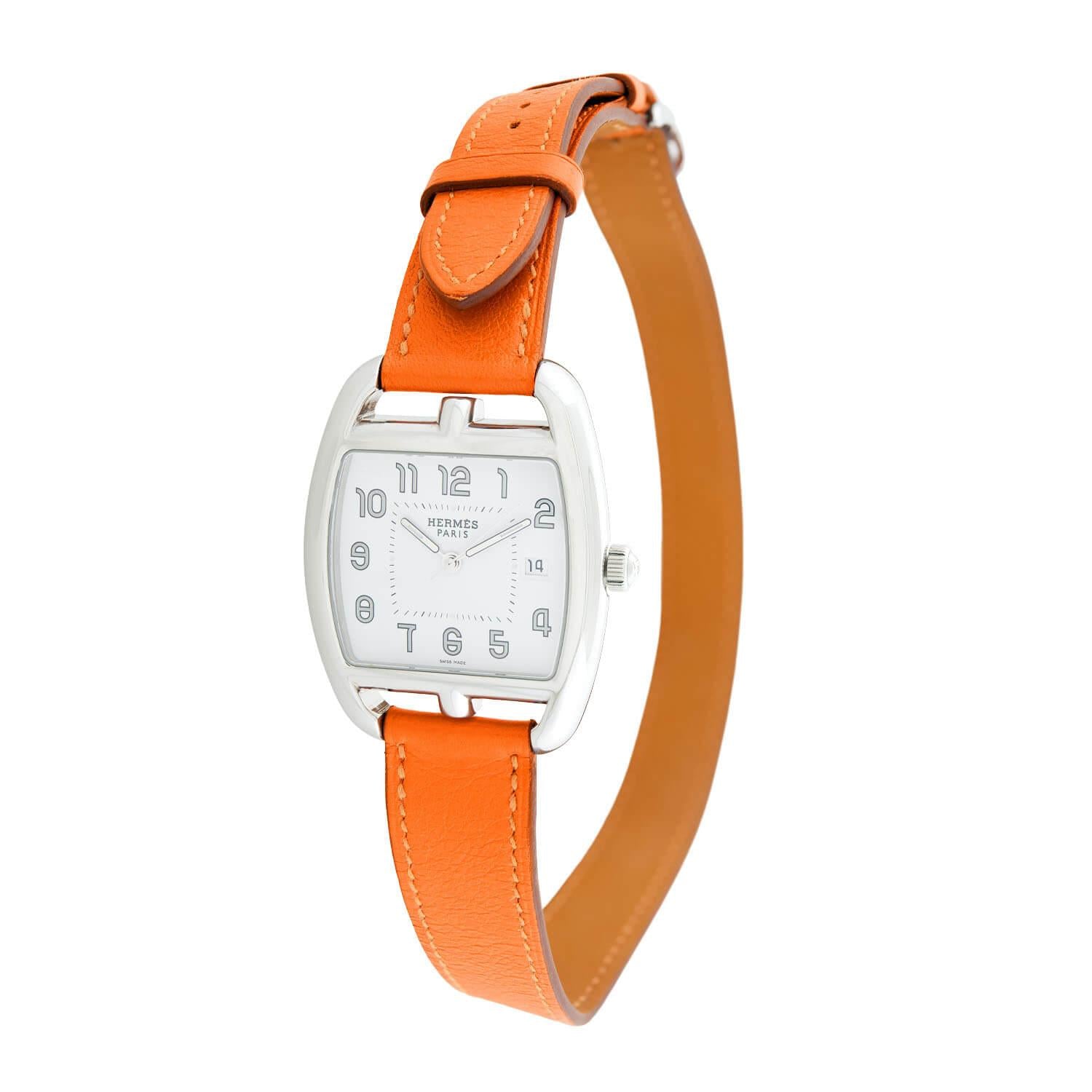 Hermes Cape Cod Tonneau Wrap Around Watch for Women - Luxury Leather Strap Dress Watch - Perfect for Business, Parties & Special Occasions