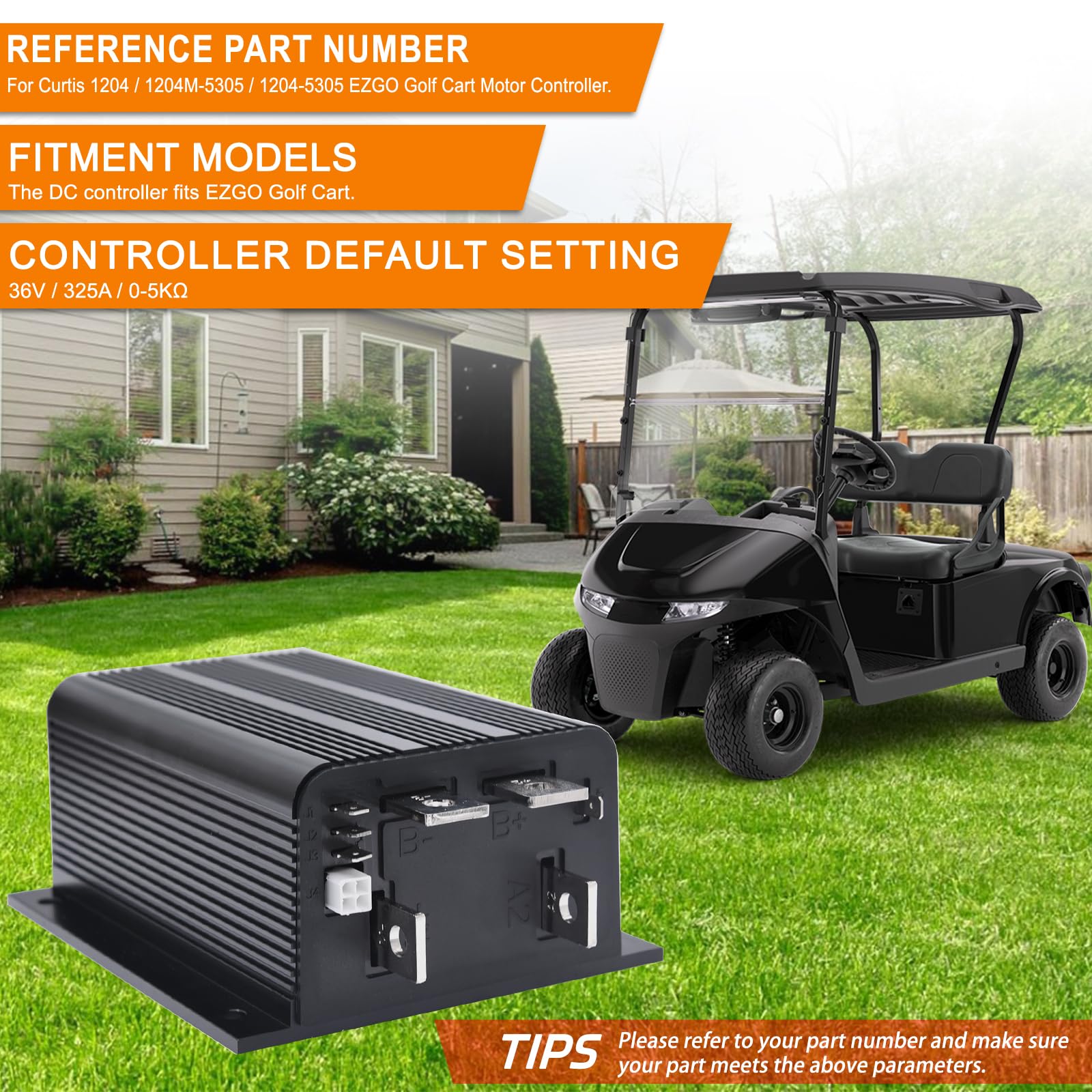 Geloo 36V 325A 0-5KΩ DC Motor Speed Controller - Replacement for Curtis 1204M-5305 & EZGO Golf Carts (1204-5305) | Compatible with Golf Carts, Utility Vehicles & Electric Mobility Scooters