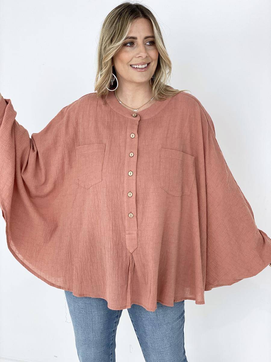 Stylish Oversized Cotton Linen Top for Women - Comfortable Textured Blouse for Casual Wear, Work & Travel