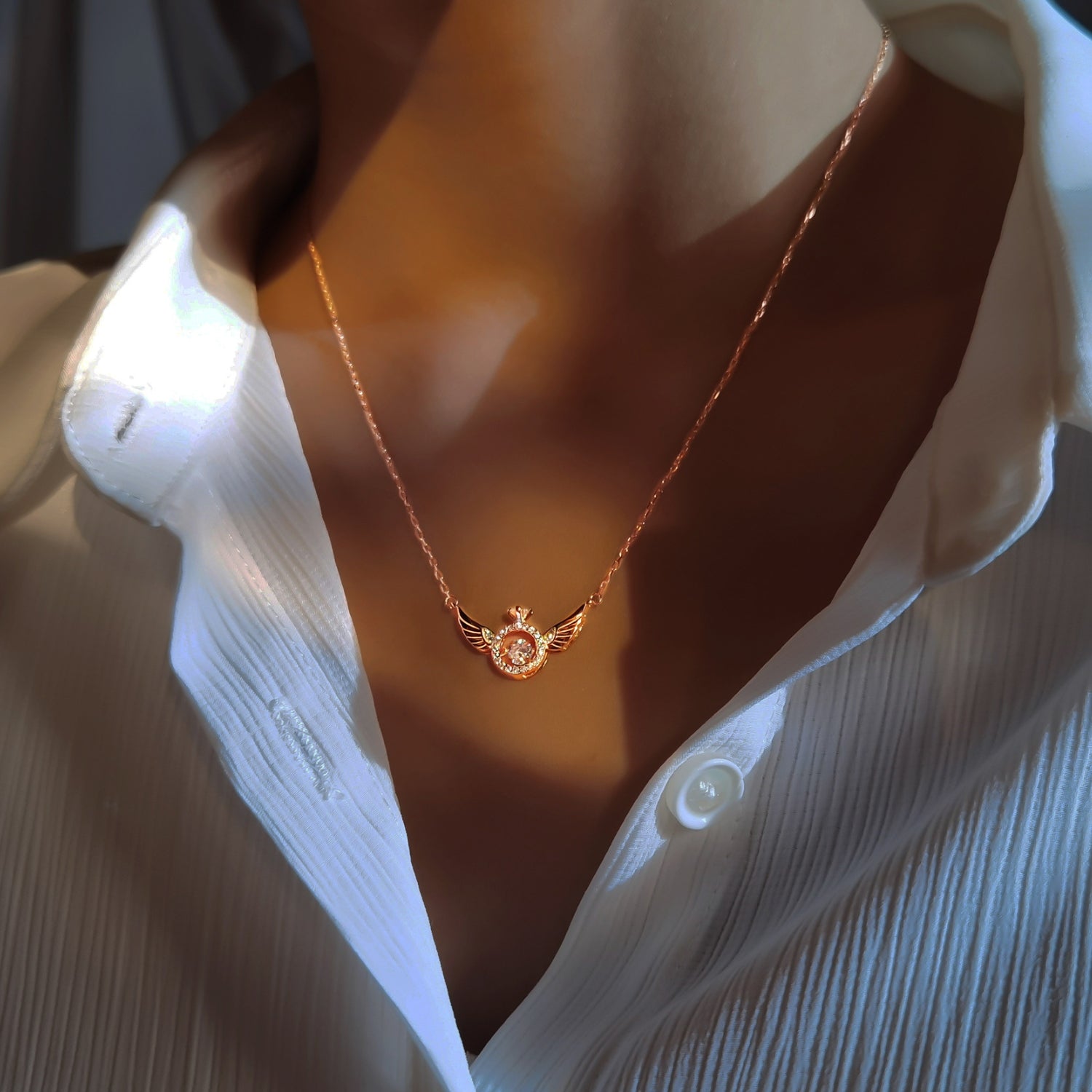 Pink Angel Wings Pendant Necklace - Cute Tiny Guardian Angel Charm Jewelry for Women | Dainty Minimalist Gold/Silver Necklace | Gift for Her, Birthday, Christmas | Perfect for Everyday Wear & Special Occasions