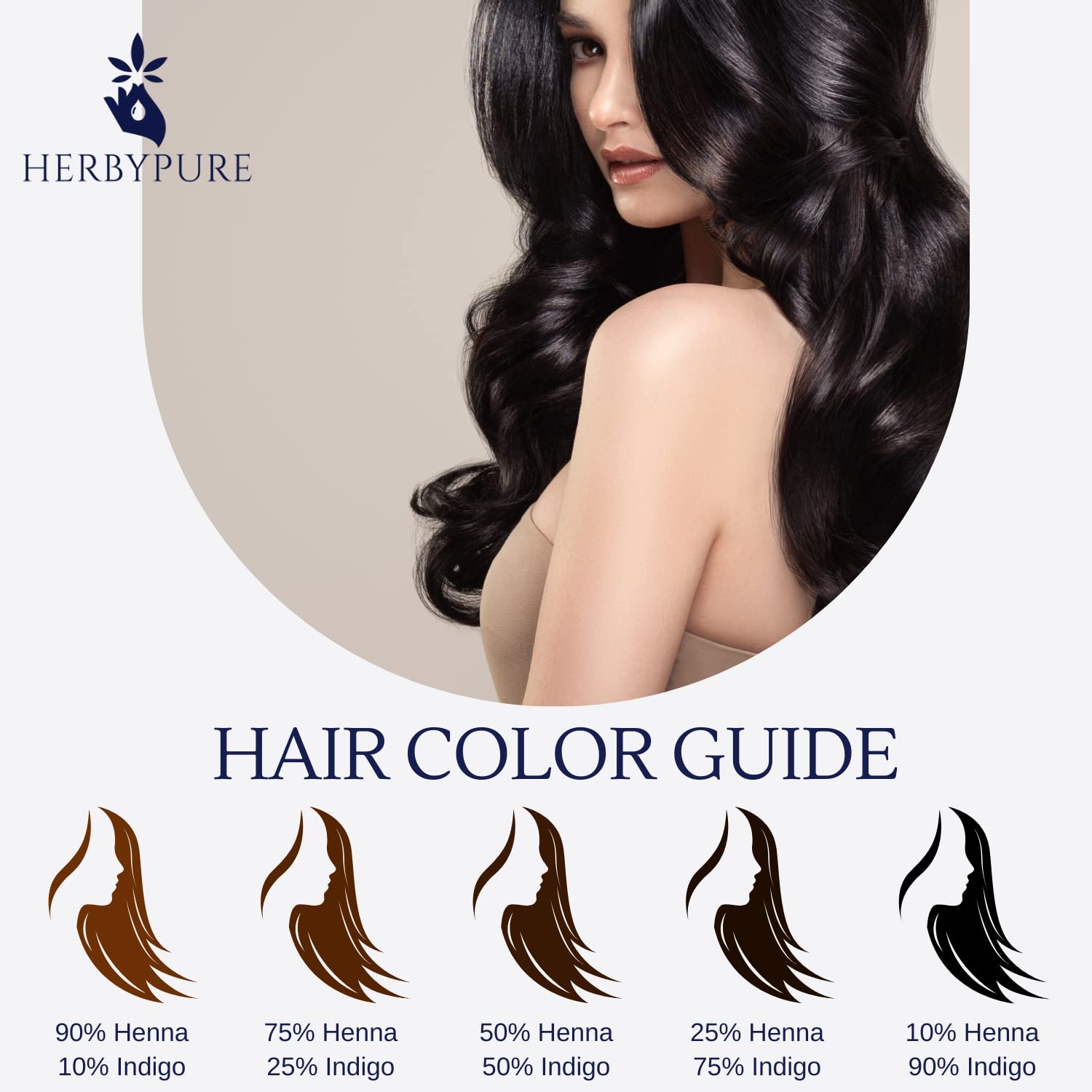 Herby Pure Organic Indigo Powder for Black Hair - 100g Natural Hair Dye with Free Applicator, Gloves & Hair Net | DIY Hair Coloring at Home, Safe & Chemical-Free