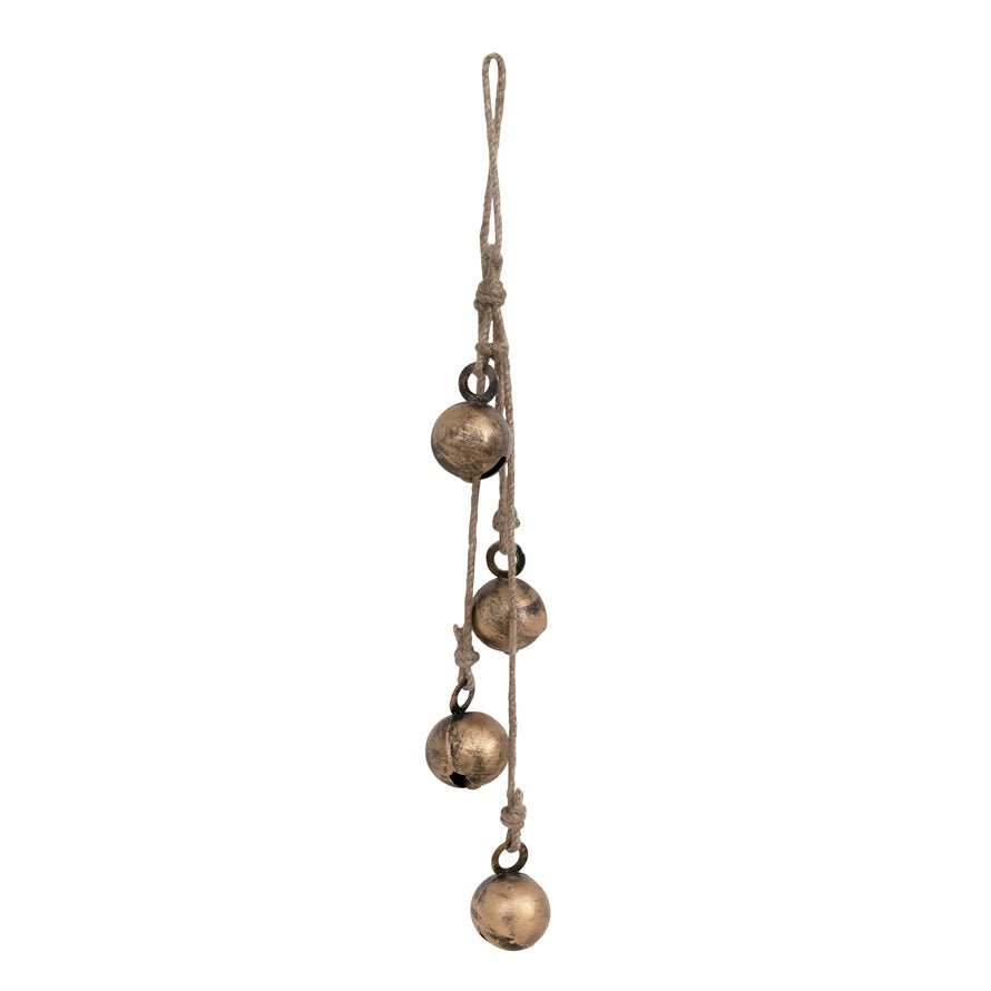 Vintage Brass Jingle Bells Cluster Ornament - Handmade Holiday Decor for Christmas Tree, Wreaths, Gift Wrapping & Home Decoration