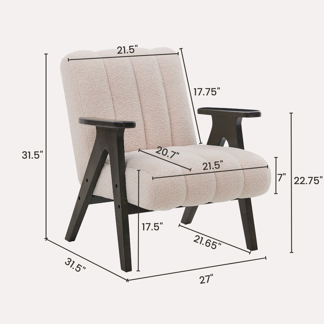Roundhill Furniture Rella Modern Accent Chair with Espresso Wood Frame - Stylish Living Room Seating for Home Office, Lounge & Bedroom Decor