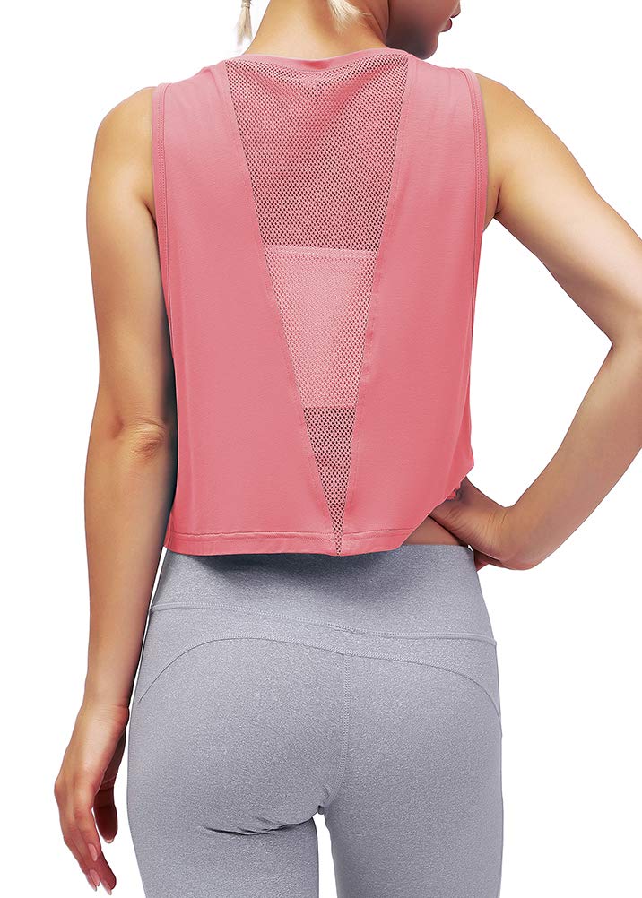 Women's Mippo Workout Crop Tops - Breathable Mesh Back Gym Tank Tops for Running, Yoga & Fitness | Comfortable Athletic Shirts for Women's Activewear