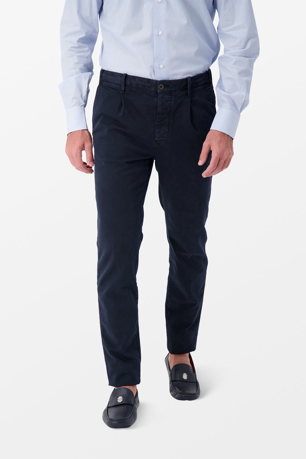 Premium Incotex Blue Dress Pants for Men - Slim Fit Business Casual Trousers for Office & Formal Wear