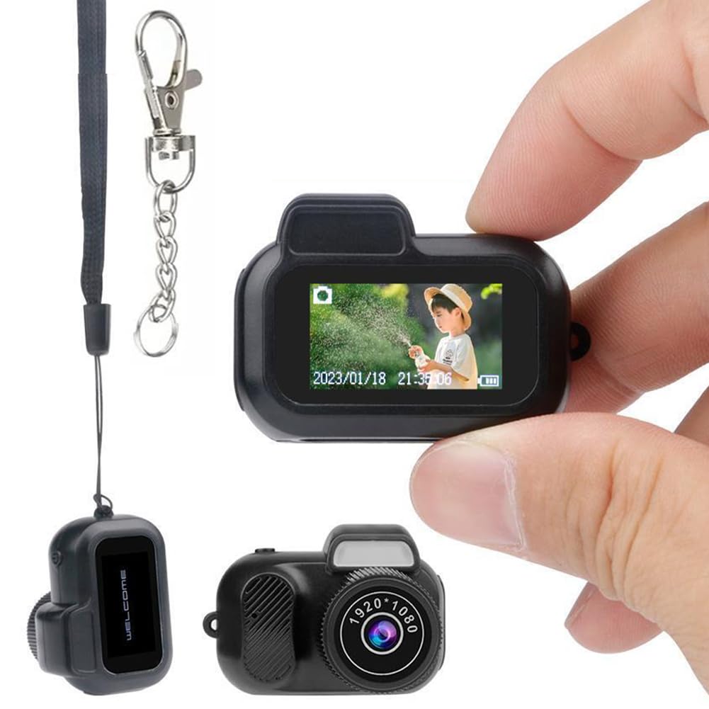 1080P HD Mini Keychain Camera - Portable Retro Video & Photo Camera with 8 Filters for Indoor, Outdoor, Home Security, Travel Vlogging, and Everyday Carry (No Memory Card Included)