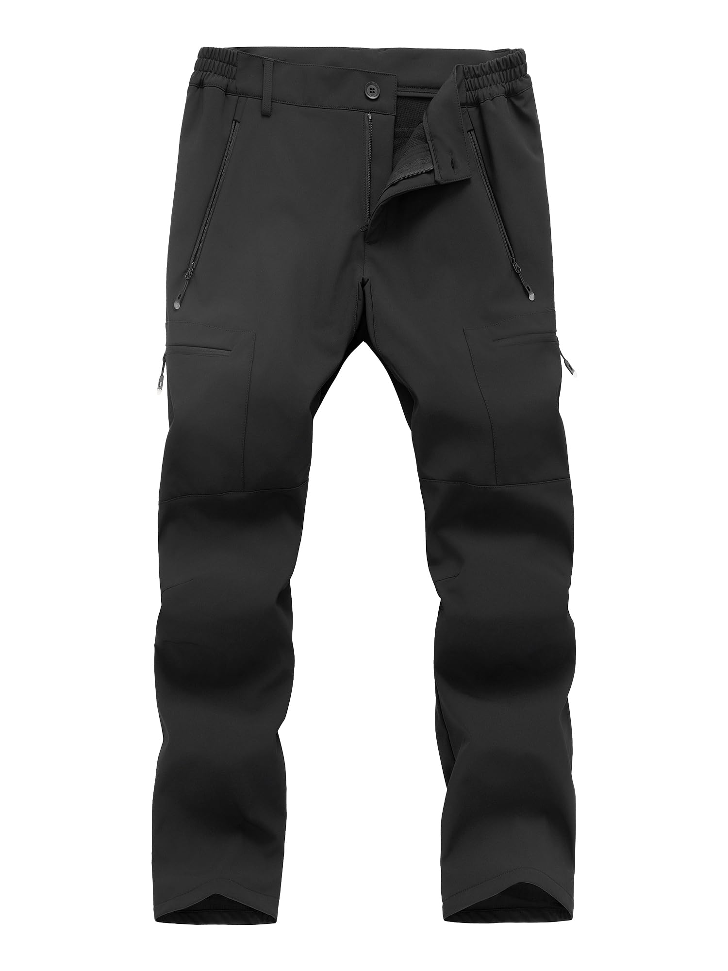 Men's Waterproof Ski Snow Pants - Fleece Lined Winter Hiking Pants with Cargo Pockets | Warm Insulated Softshell Outdoor Pants for Skiing, Snowboarding, Fishing & Cold Weather Activities