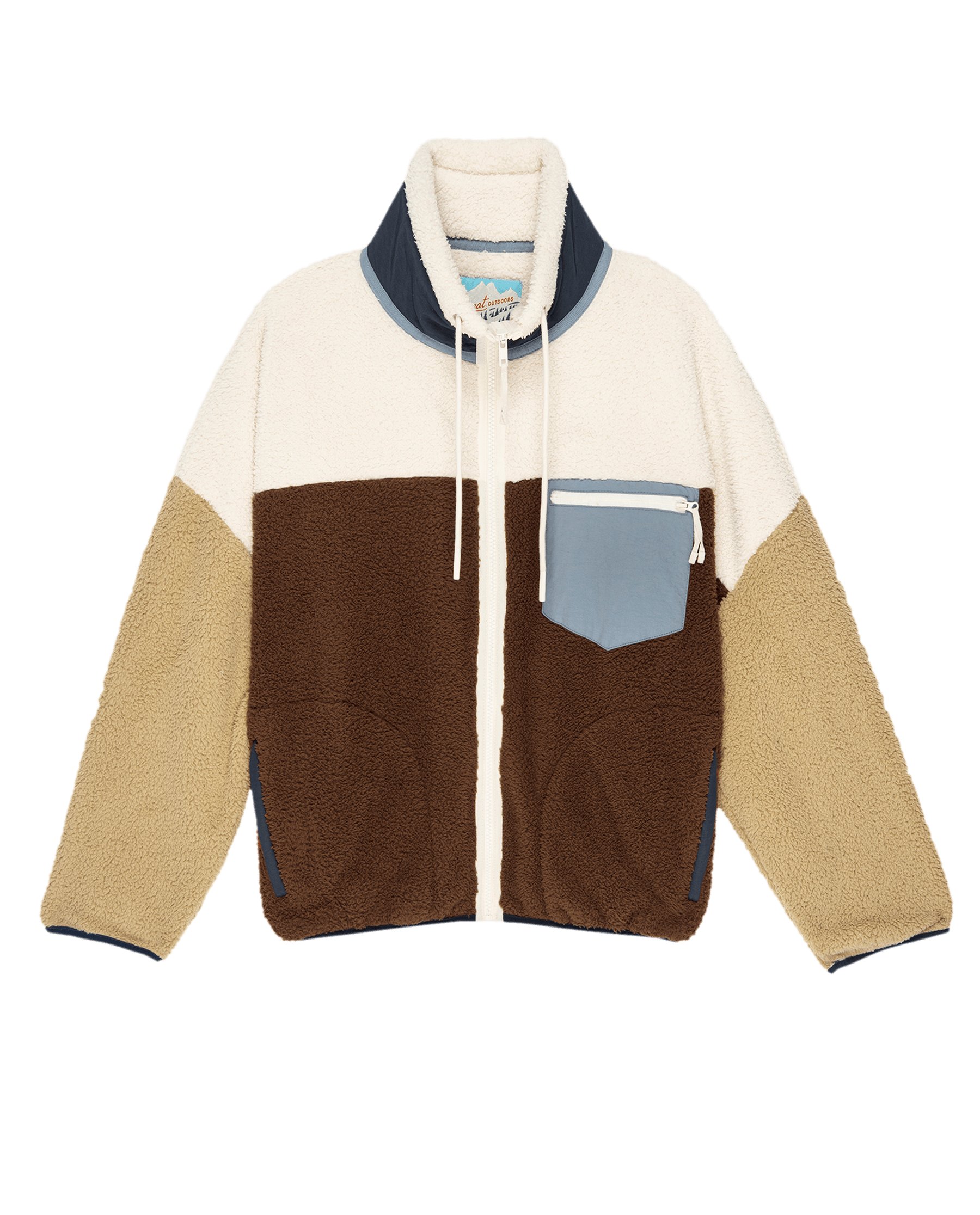The Plush Terrain Full Zip Hoodie - Oakwood Colorblock Fleece Jacket for Men & Women | Cozy Outdoor Hiking & Casual Streetwear
