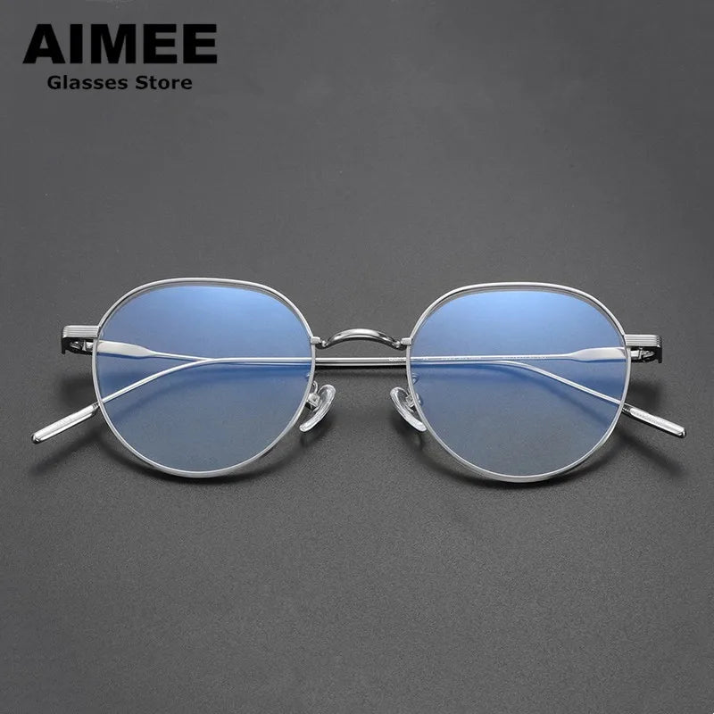Aimee Women's Full Rim Flat Top Round Titanium Eyeglasses Frame 13850 - Lightweight & Durable for Work, Reading & Fashion