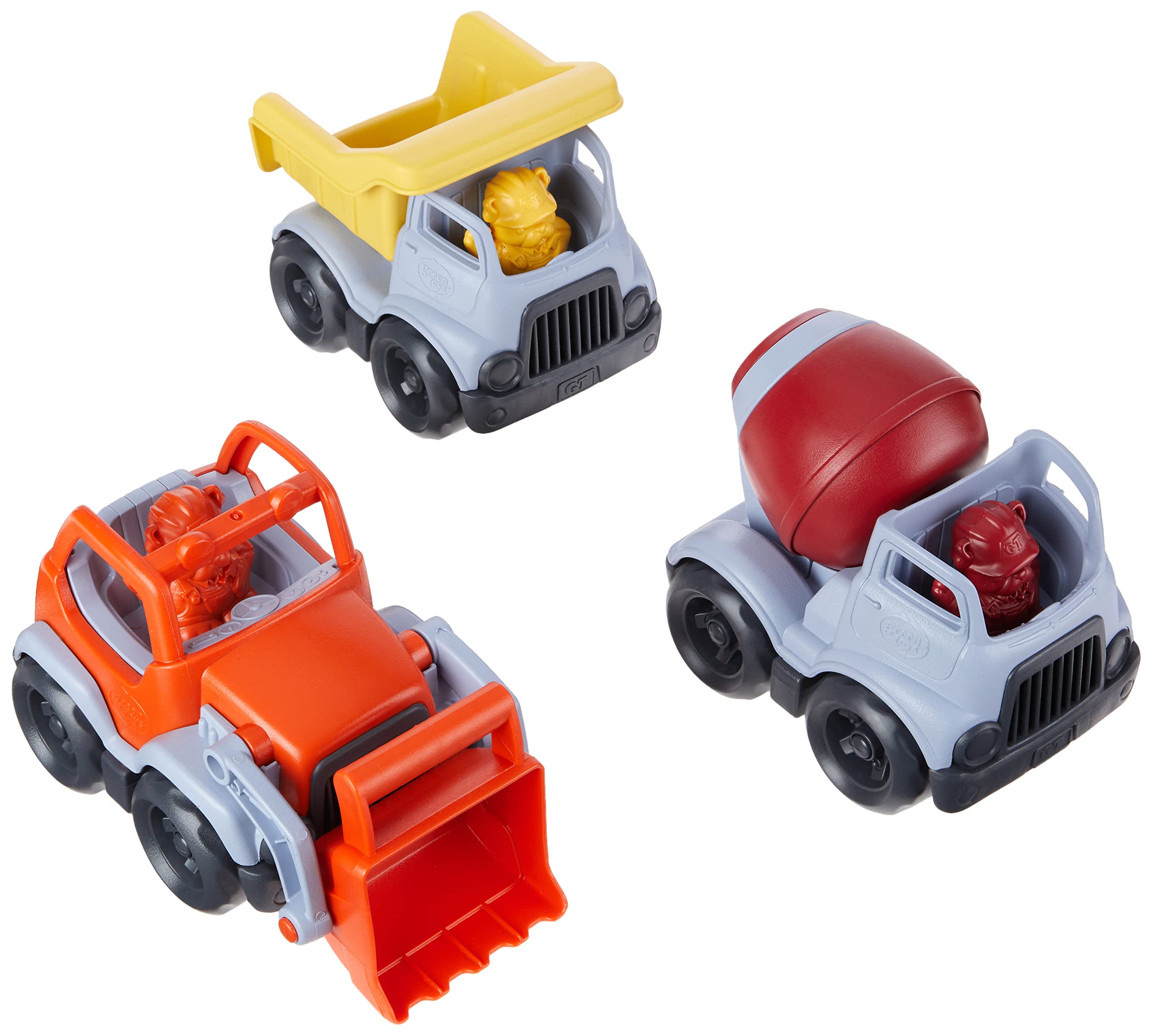 Green Toys Construction Vehicle Set - 3 Pack Eco-Friendly Plastic Toy Trucks for Kids | Pretend Play, Sandbox Toys, Birthday Gifts for Toddlers