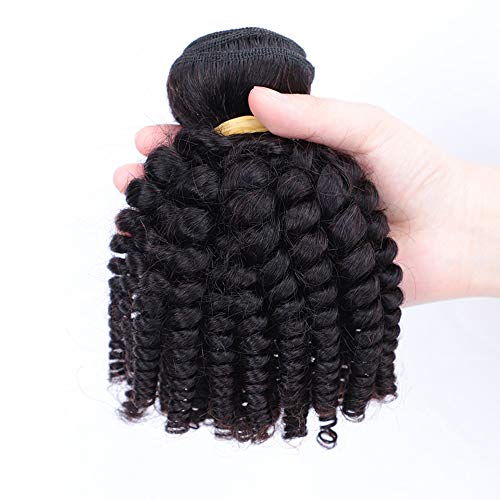 VIOLET Brazilian Virgin Human Hair Extensions - 3 Bundles 12 Inch Unprocessed Funmi Curly Weave (Natural Black) | Afro Kinky Curly Hair for Weft Extensions & Protective Styling