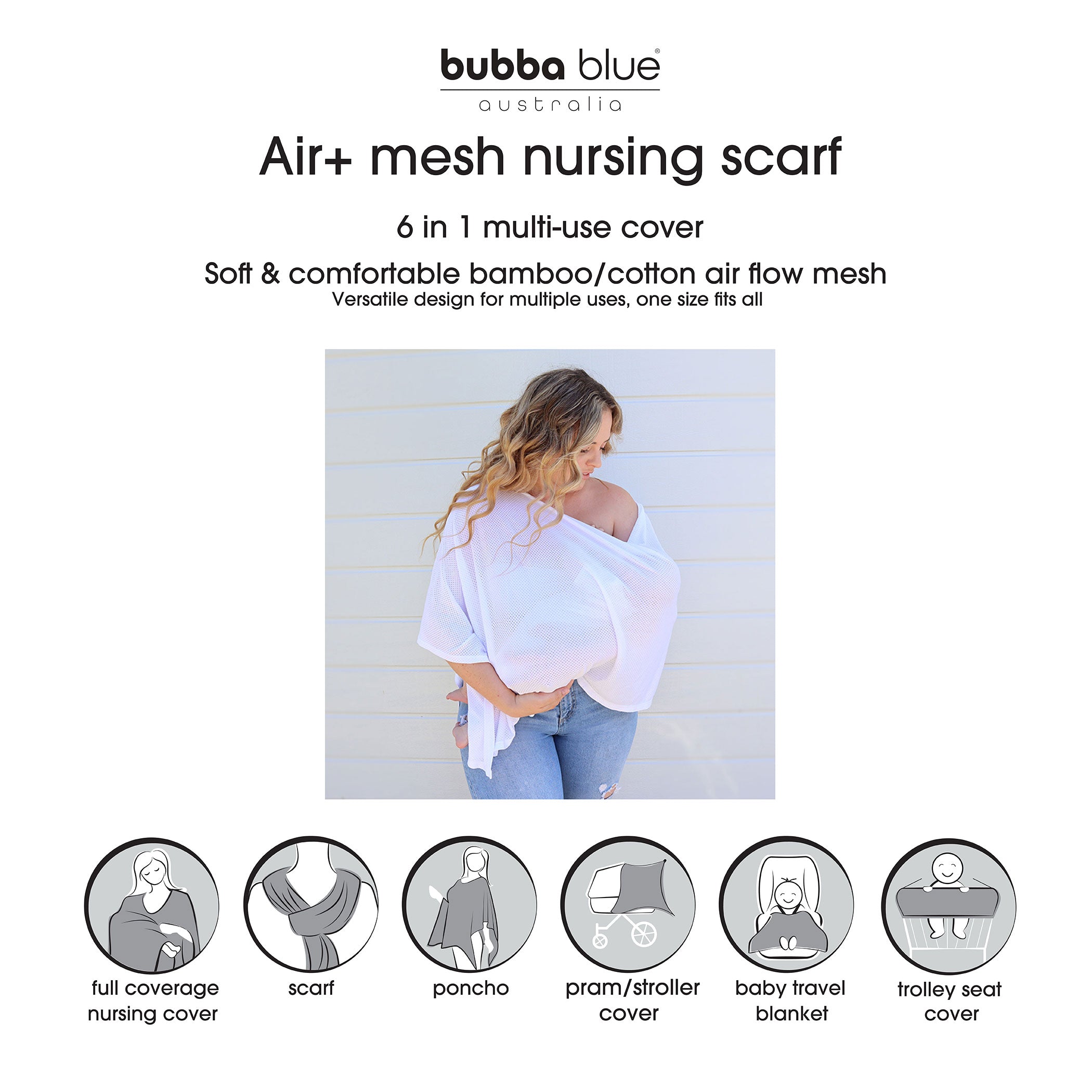 Nordic 2-Pack AIR+ Mesh Nursing Scarf - Breathable Baby Carrier Cover, Grey & Sand - Perfect for Breastfeeding, Shopping & Outdoor Activities
