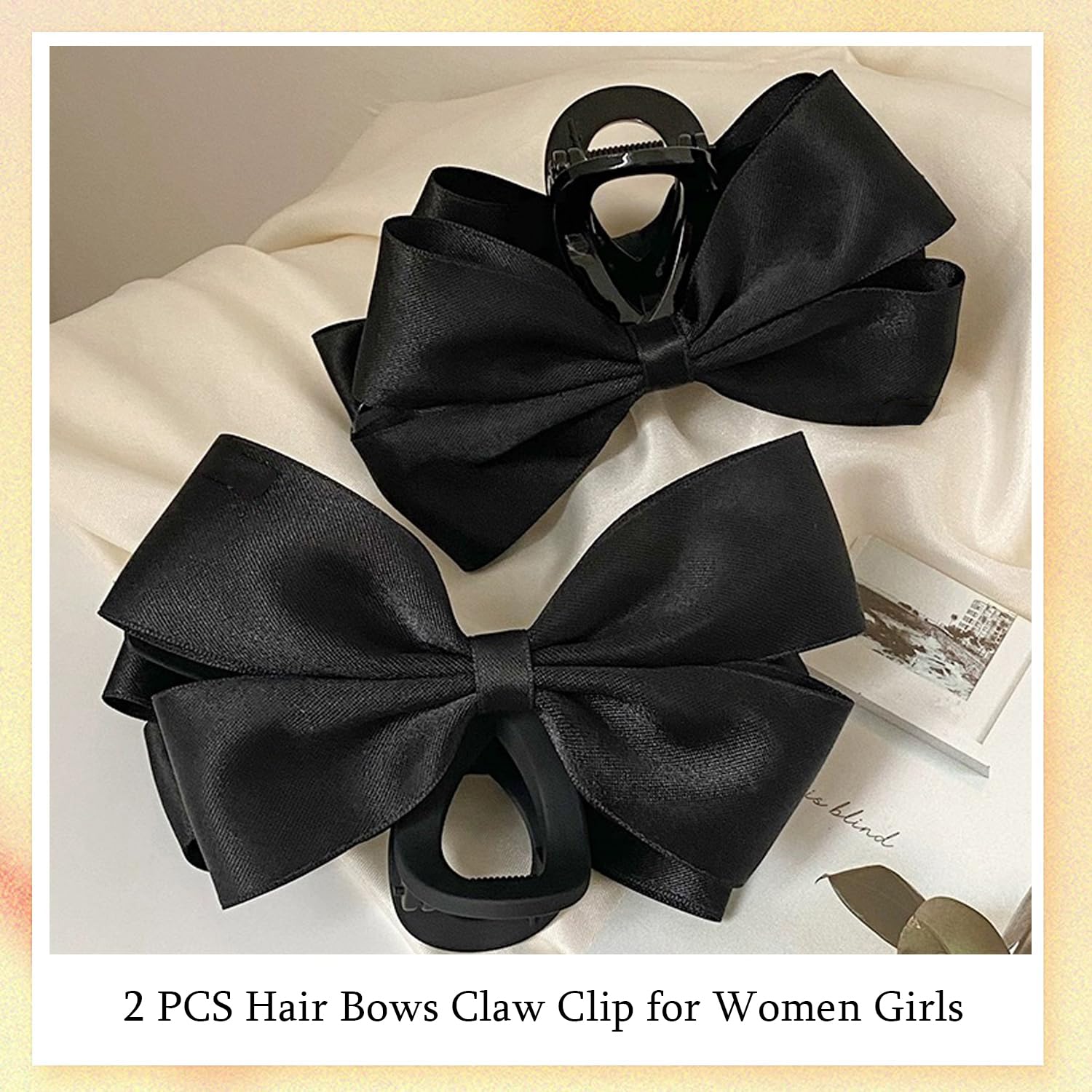 Premium Hair Clips for Women - Non-Slip Bow Knot Claw Clips for Thick & Thin Hair | Large Black Hair Accessories for Everyday, Work & Special Occasions