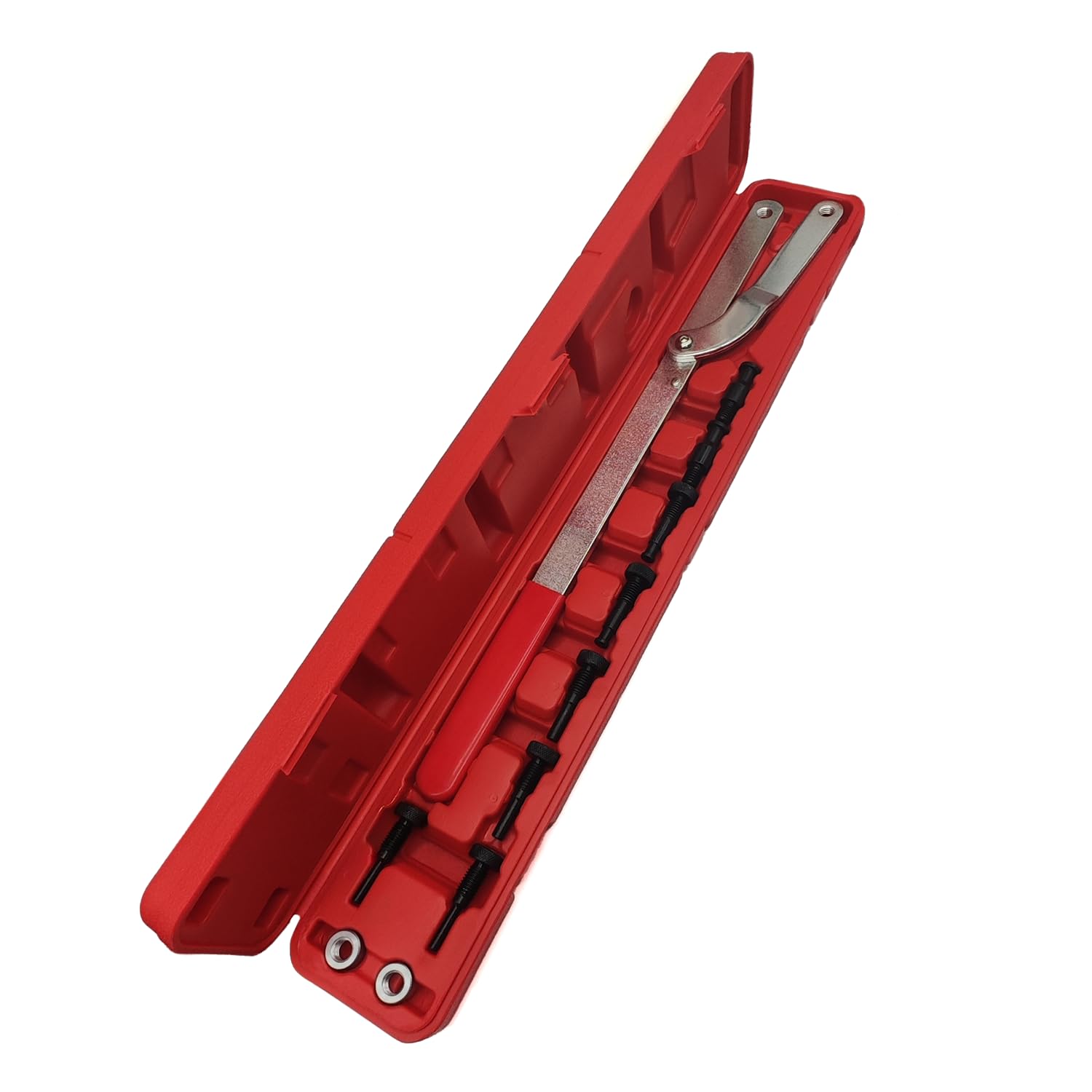 11-Piece Universal Camshaft Pulley Wrench Set - Fan Clutch Removal Tool Kit with Interchangeable Pins, Adjustable Jaw Spreader & Alignment Repair Tools for Automotive Engine Maintenance & DIY Car Repairs