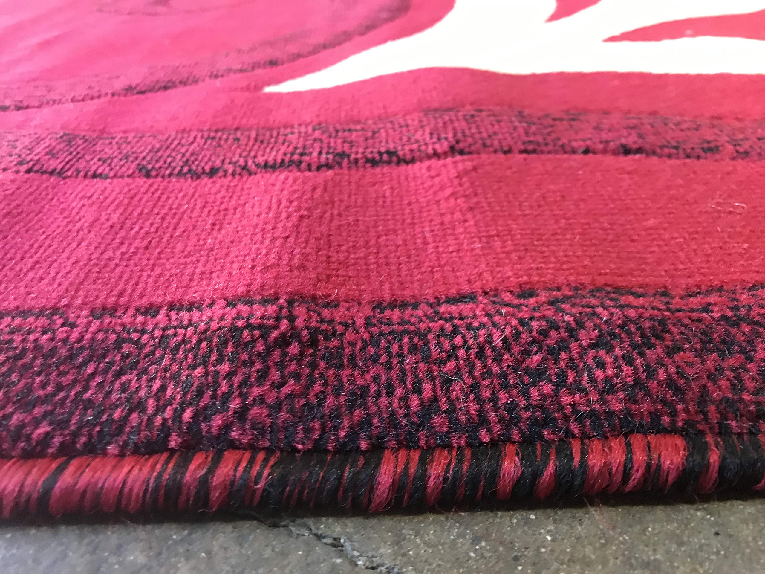 Modern Red Swirl Design Area Rug 5'3