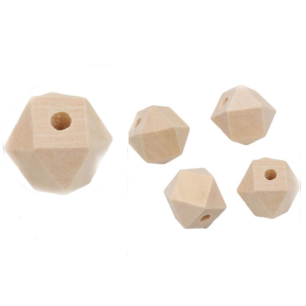 50pcs 20mm Unfinished Wooden Polygon Beads - Natural Spacer Beads for DIY Jewelry Making, Handmade Earrings, Necklaces & Bracelets - Perfect for Boho, Hippie & Craft Projects