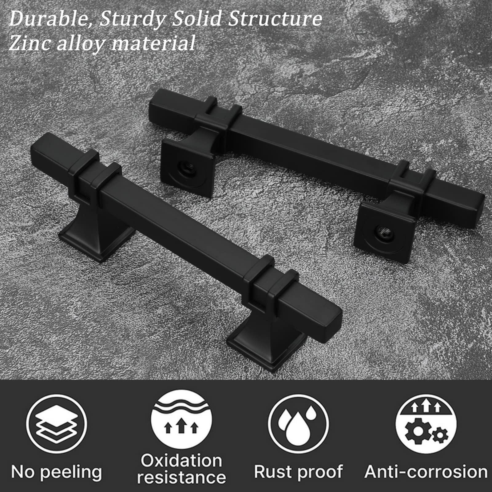 30 Pack 3 Inch Black Cabinet Handles - Matte Black Square Drawer Pulls for Kitchen Cabinets, Dressers & Furniture Hardware (Perfect for Modern Home Renovation & DIY Projects)