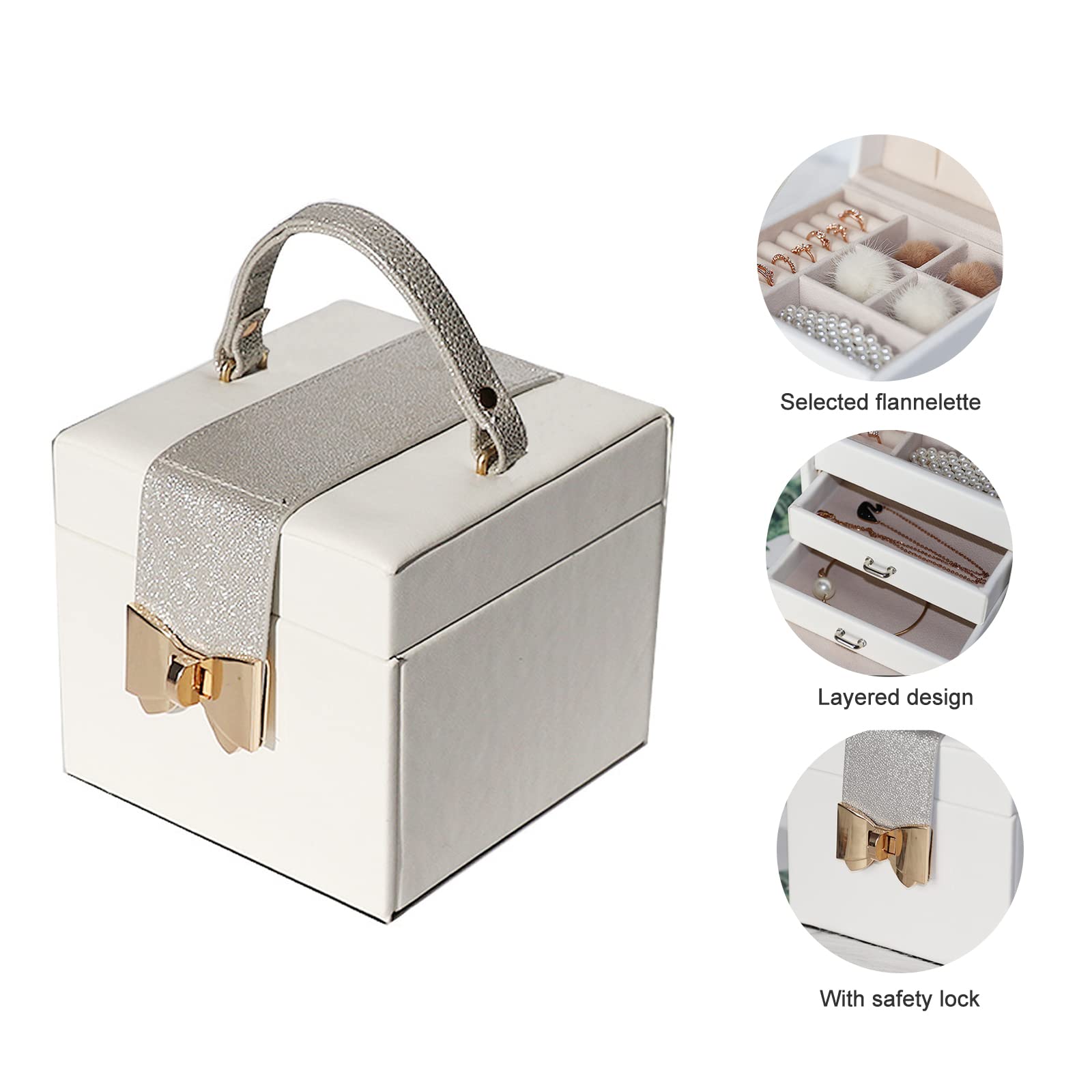 Firlar 3-Layer Jewelry Box Organizer with Mirror & Lock - Portable Jewelry Storage Case for Necklaces, Rings, Earrings & Bracelets - Perfect Gift for Women & Girls (Bedroom, Travel, Vanity Organizer)