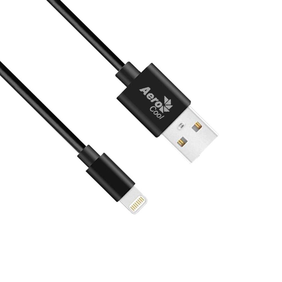 Premium AeroCool MFI Certified 8 Pin to USB Fast Charging Cable 1m (Black) - High Speed Charging for iPhone, iPad, and Apple Devices at Home, Office, or Travel