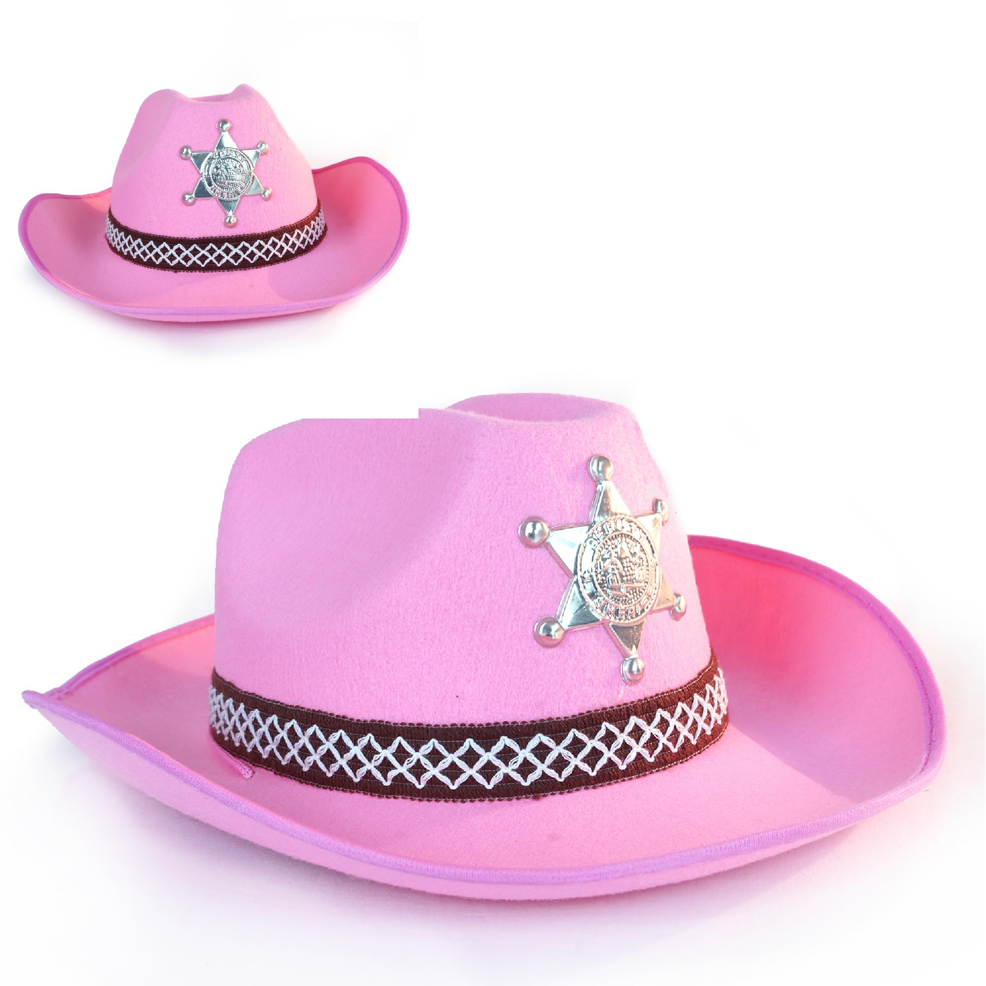 Pink Cowgirl Sheriff Hat for Women - Western Cowgirl Hat Accessory for Outfits & Costumes | Perfect for Halloween, Rodeo, and Cowgirl Themed Parties
