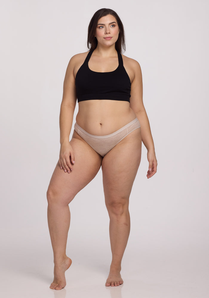 Roxie Bikini Underwear for Women - Soft Cream Heather Cotton Blend - Comfortable Everyday Wear for Beach, Pool & Lounge