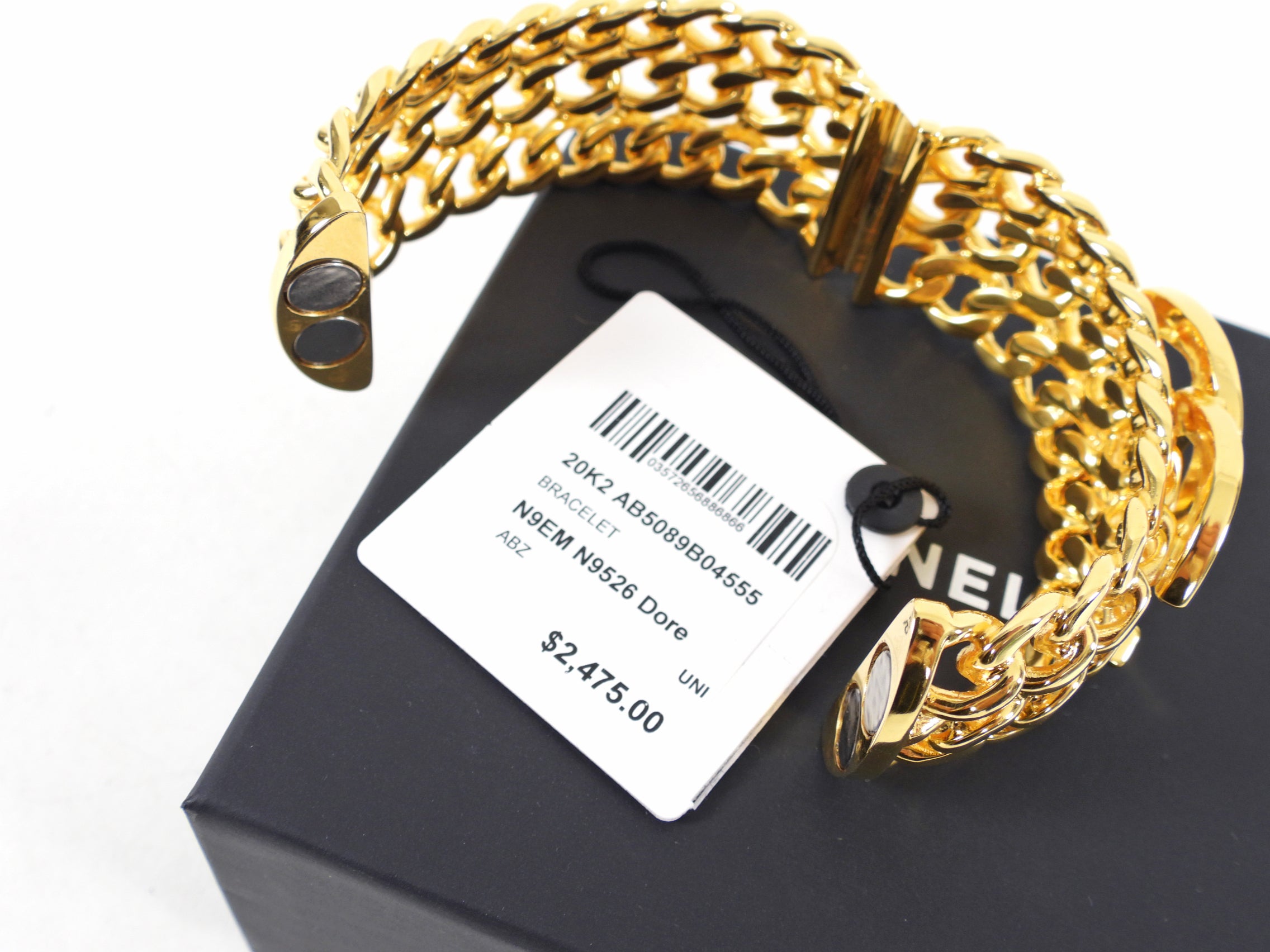 Chanel 2020K CC Gold Braided Chain Hinge Clamper Cuff Bracelet - Luxury Women's Fashion Jewelry for Parties, Weddings & Special Occasions