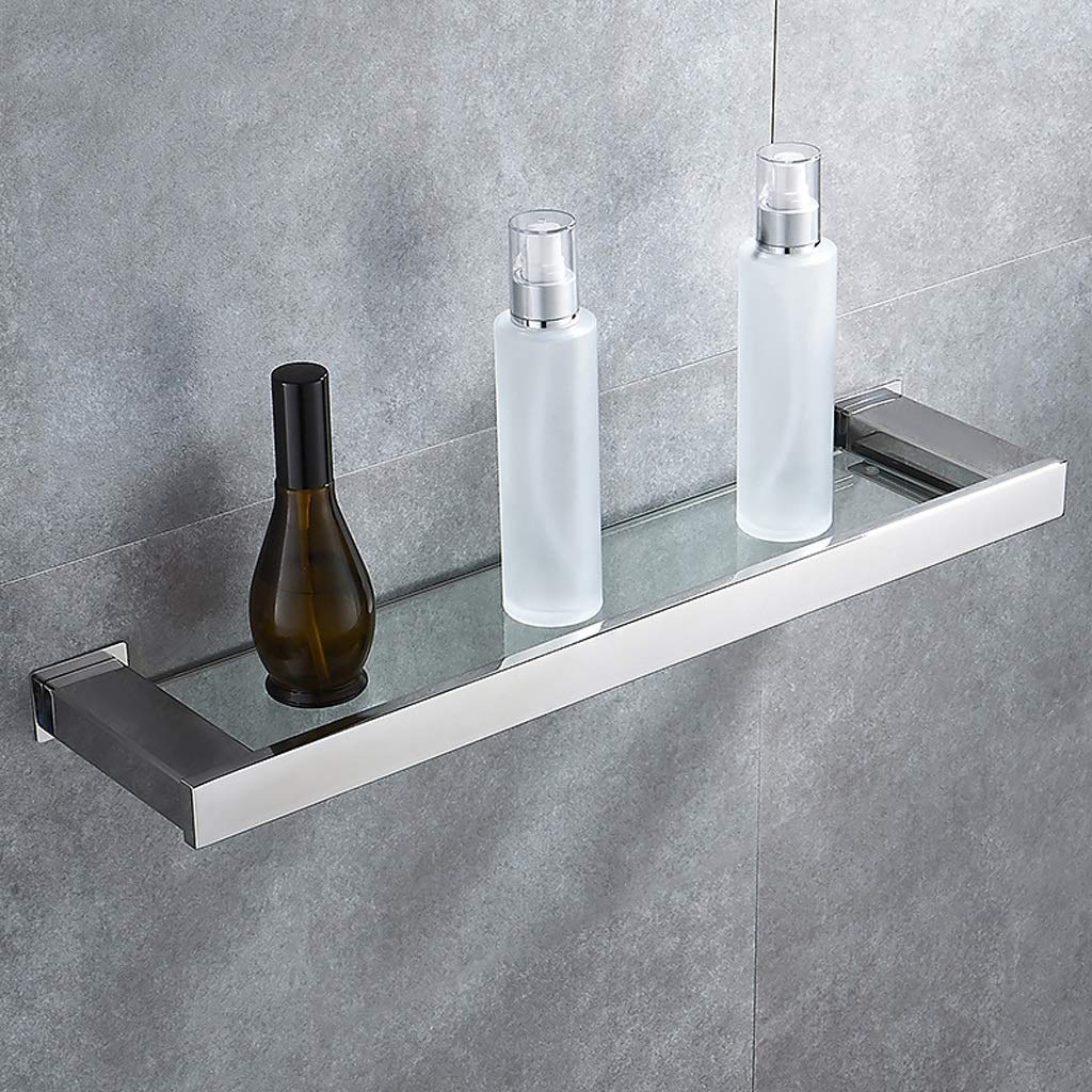 Stainless Steel Bathroom Shelf with Glass Storage - Wall Mounted Mirror Front Cosmetic Organizer & Dressing Table Tray - Perfect for Makeup Storage, Bathroom Organization and Vanity Decor