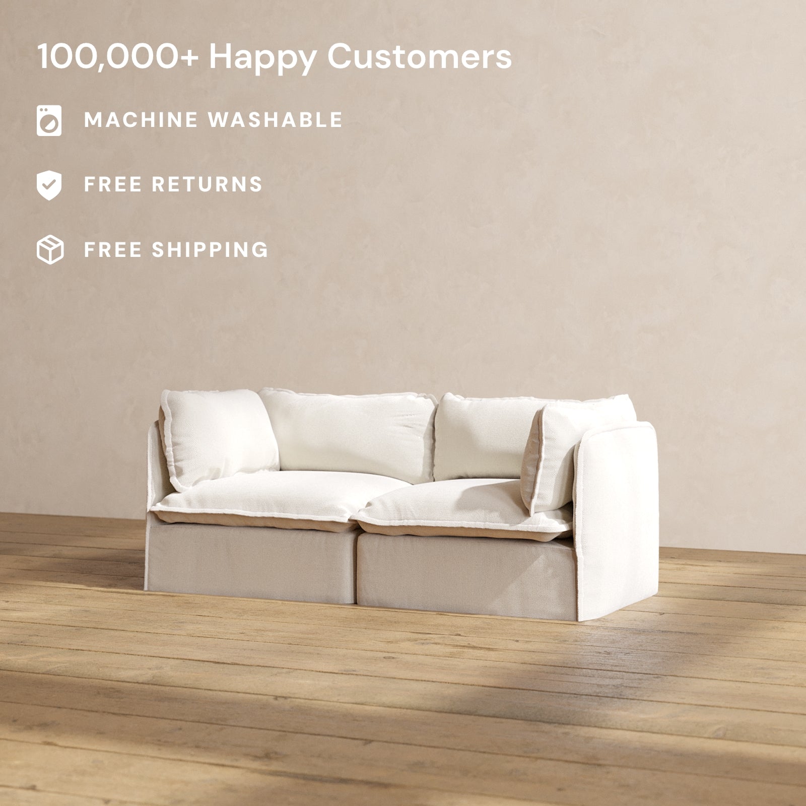 Premium Modular Performance 2-Seater Sofa in Luxe Flour Fabric | Modern Living Room Furniture for Small Spaces & Apartments | Perfect for Relaxing, Entertaining & Home Decor