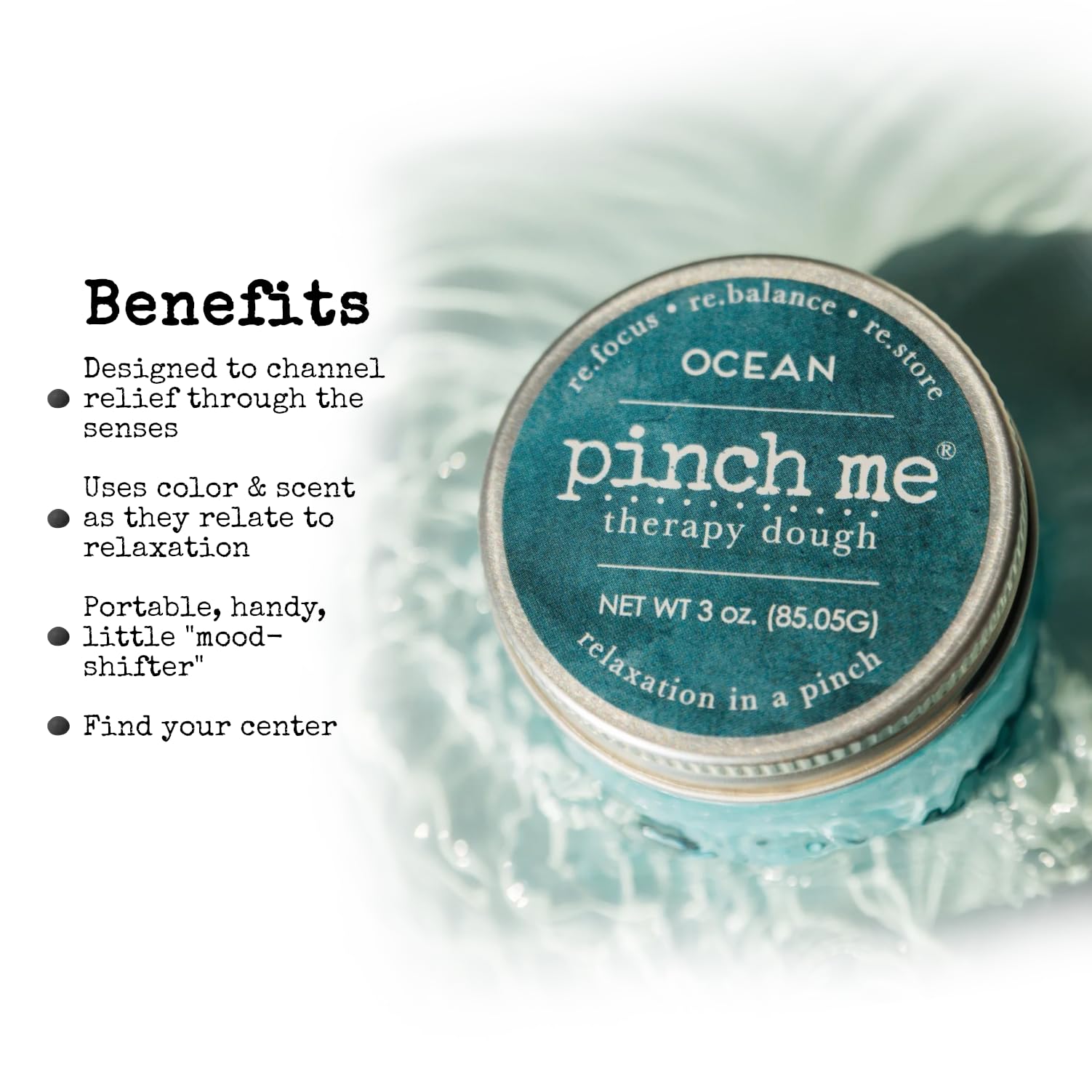 Pinch Me Therapy Dough - 10oz Ocean Scented Stress Relief Putty for Anxiety & Focus - Aromatherapy Sensory Fidget Toy for Adults & Kids - Perfect for Office, Classroom & Travel Relaxation