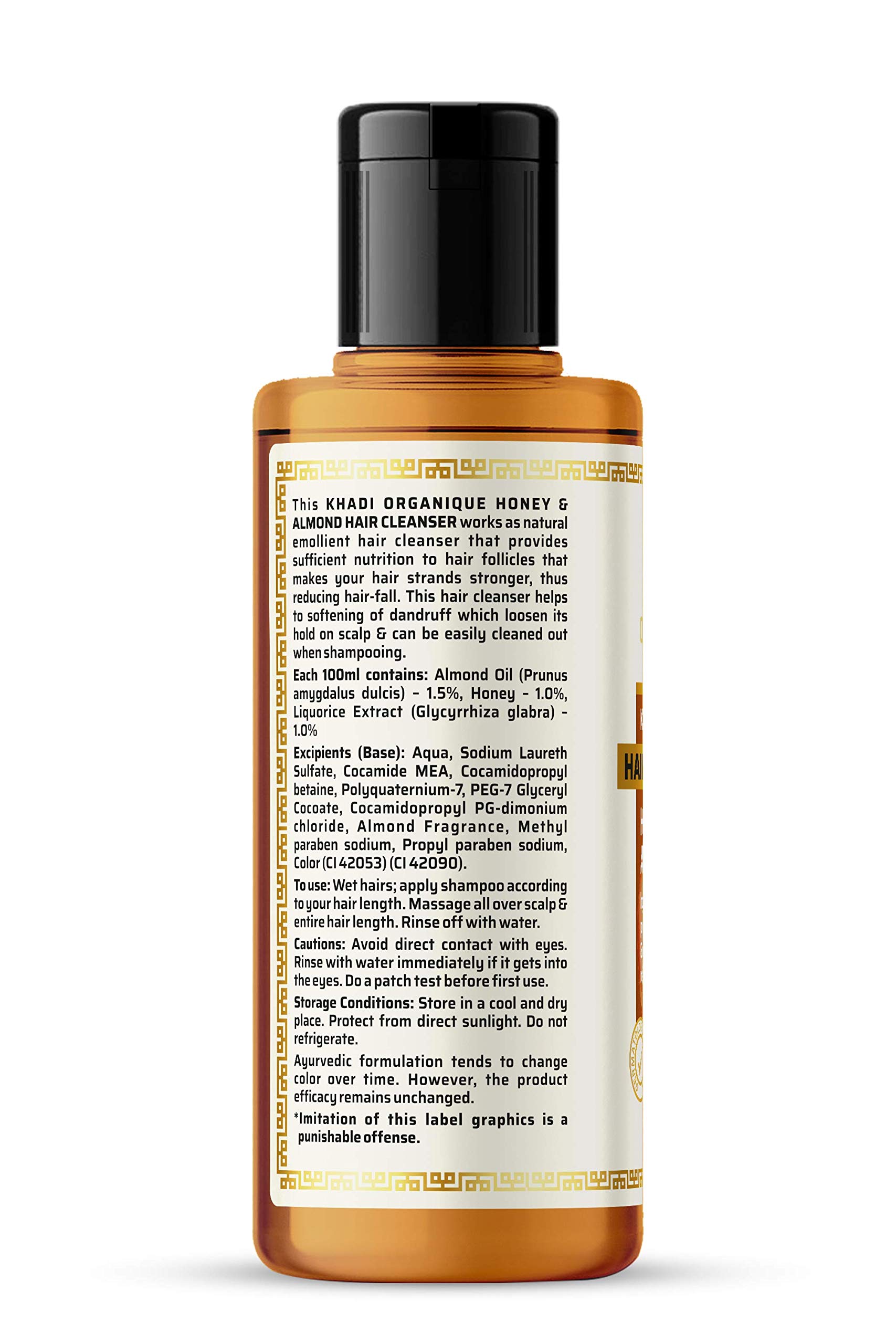 Khadi Organique Honey & Almond Hair Cleanser Shampoo - 300ml | Natural & Organic Hair Care for Dry & Damaged Hair | Sulfate-Free, Paraben-Free | Perfect for Daily Use & Scalp Nourishment