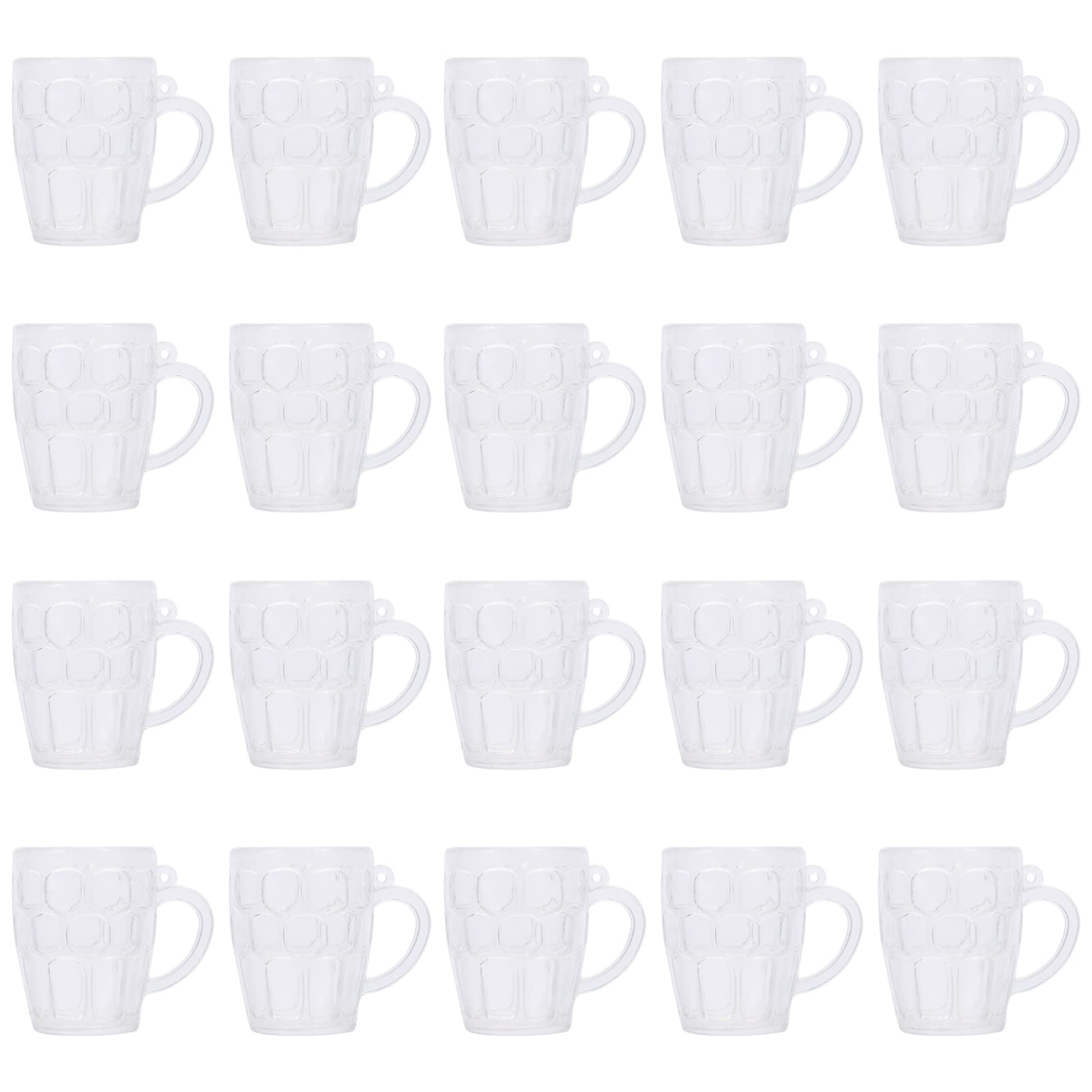 Toddmomy 20Pcs Mini Beer Mugs - Clear Plastic Shot Glasses with Handle for Dollhouse Decor, DIY Crafts, Party Favors & Miniature Bar Accessories - Perfect for Dollhouse Scenes, Craft Projects & Themed Parties