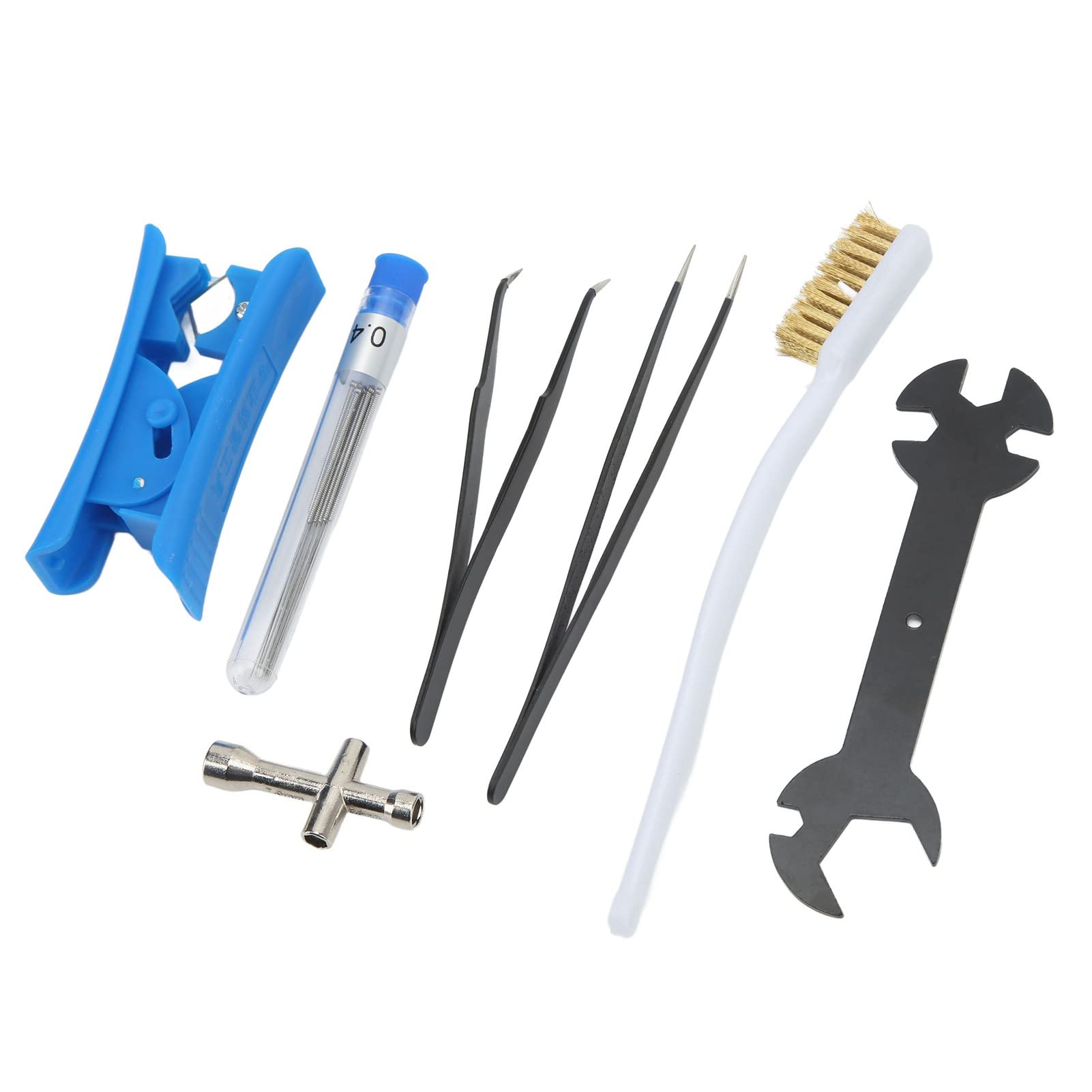 7Pcs 3D Printer Nozzle Cleaning Kit - Includes Tweezers, Brush & Wrench Tools for Ender 3, CR-10, Anycubic | Essential Maintenance Set for Smooth 3D Printing & Filament Removal