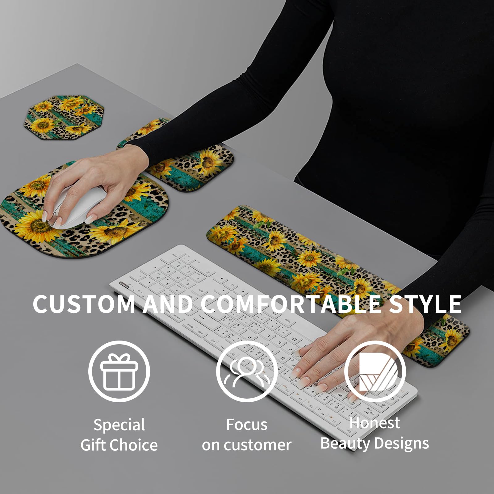 Ergonomic Keyboard Wrist Rest & Mouse Pad Set - Memory Foam Support for Office & Gaming