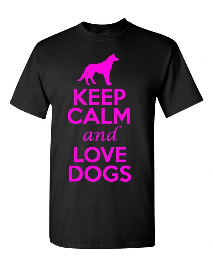Keep Calm and Love Dogs Graphic T-Shirt for Men & Women - Comfortable Cotton Casual Tee for Dog Lovers, Pet Owners - Perfect for Daily Wear, Dog Walks, and Pet-Friendly Events