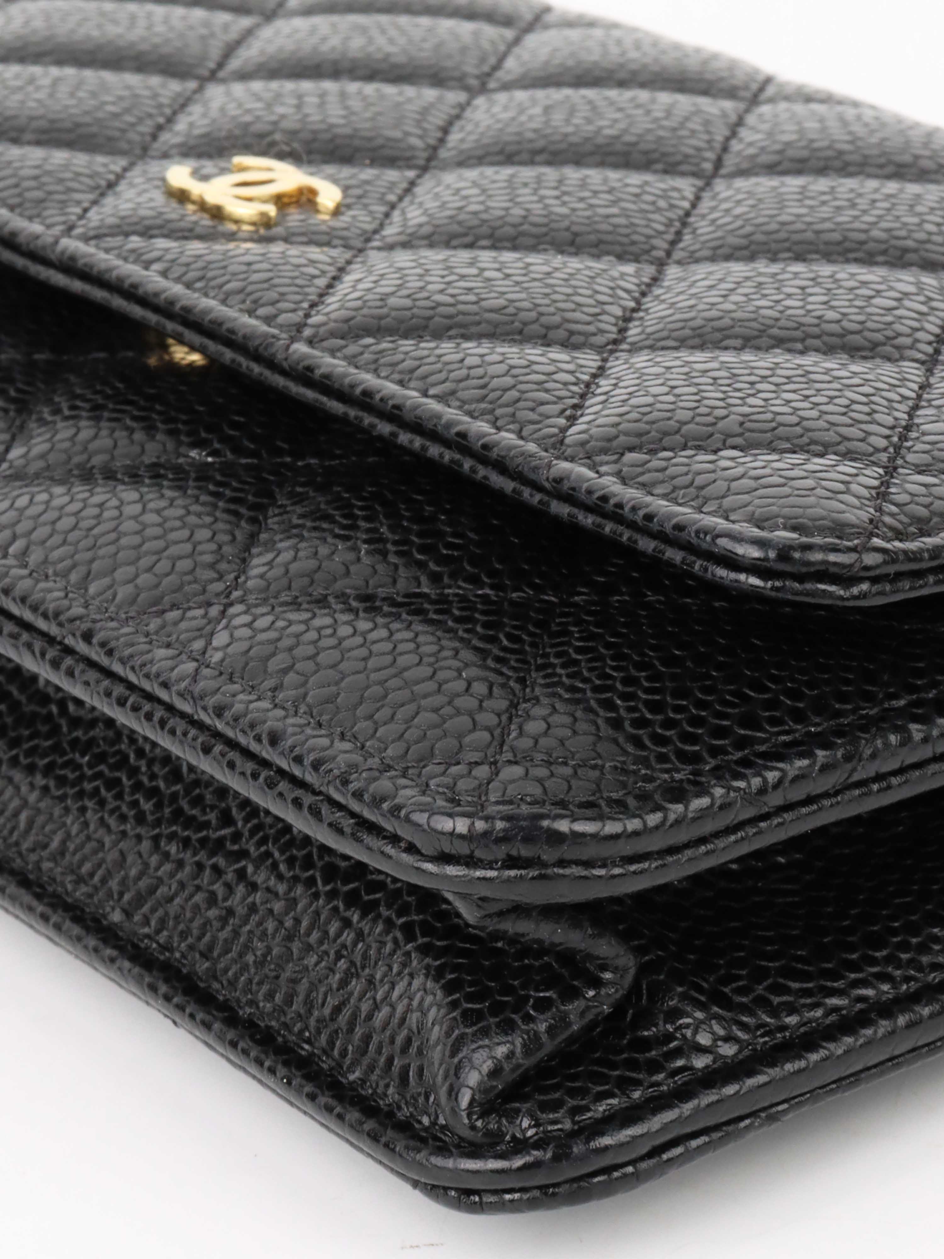 Chanel Black Caviar Leather Wallet on Chain with Gold Hardware - Luxury Crossbody Bag for Women, Perfect for Evening Events & Daily Use
