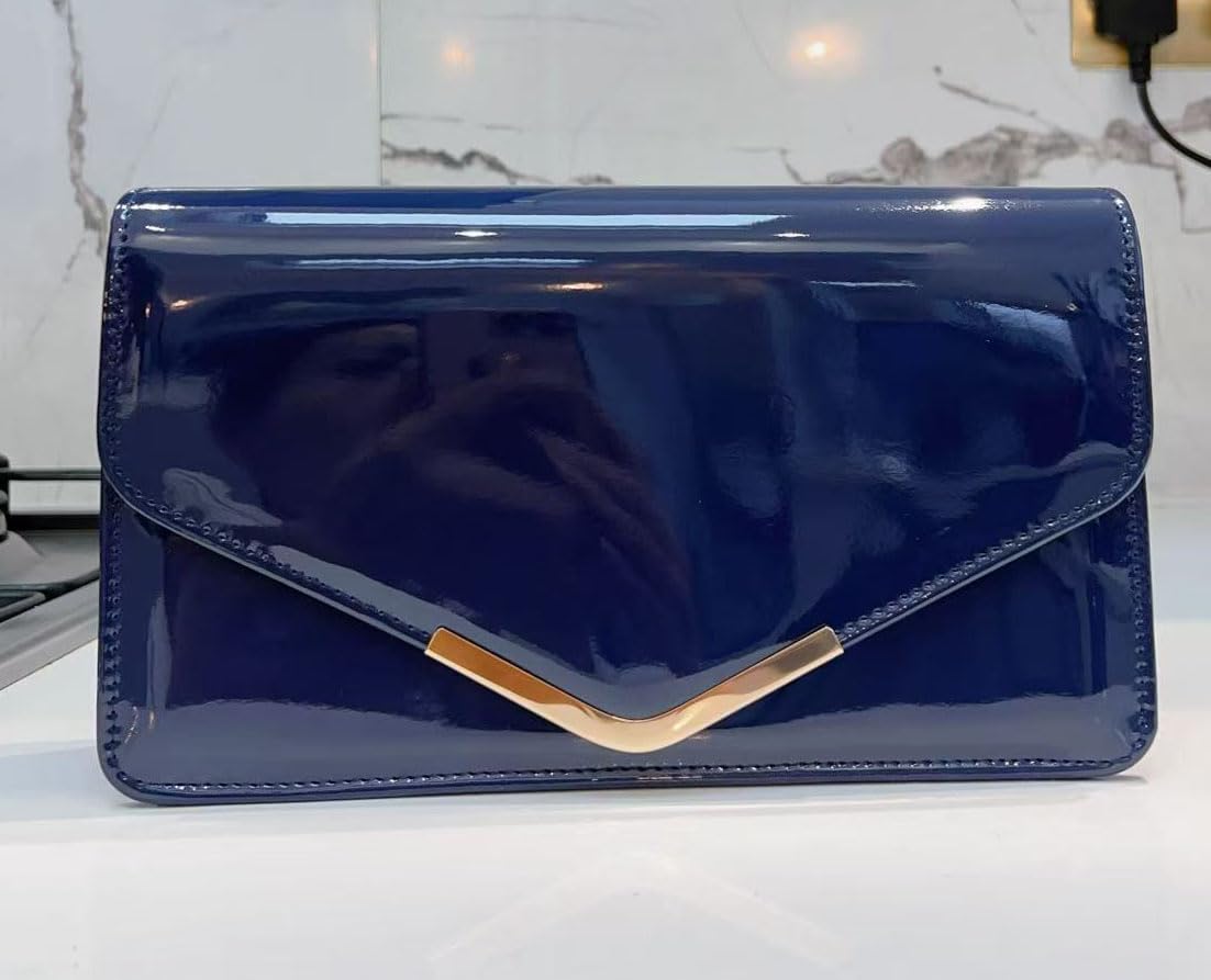 Leah Ward Women's Clutch Bag - Elegant Patent Leather Evening Purse for Wedding, Party & Special Occasions | Perfect Bridal Accessory & Formal Event Handbag