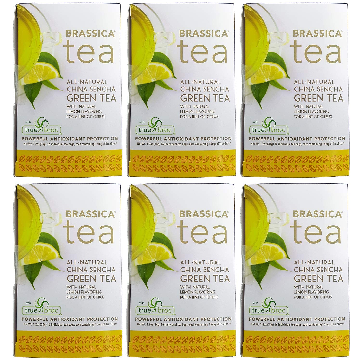 Brassica Green Tea with Lemon - 16 Count SGS Certified Tea Bags | Refreshing & Antioxidant-Rich for Daily Wellness & Relaxation