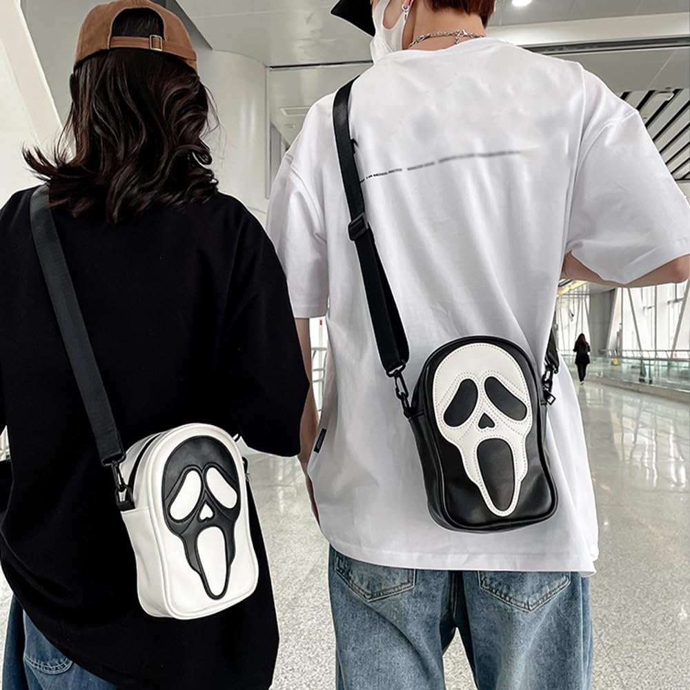 Ghostface Shoulder Bag - Halloween Ghost Purse for Women & Men | PU Leather Gothic Skull Face Crossbody Phone Bag | Perfect for Cosplay, Halloween Parties & Gothic Fashion
