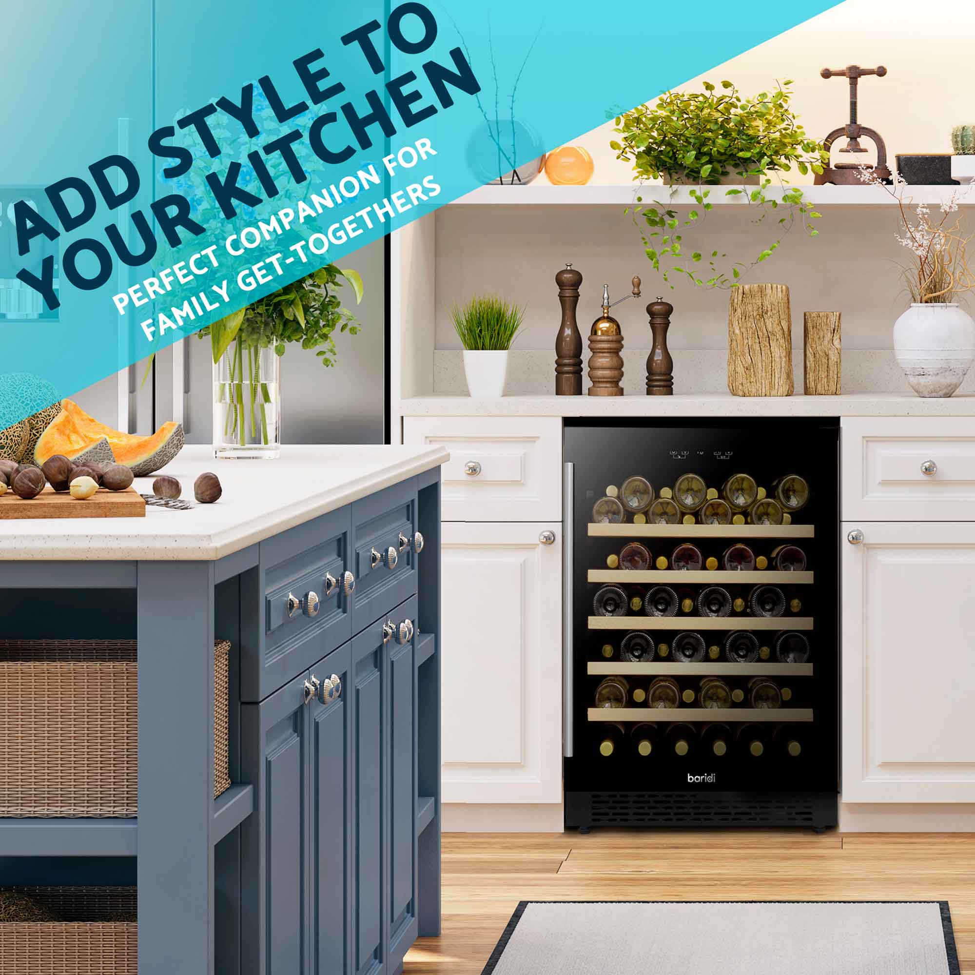 54 Bottle Wine Cooler Refrigerator - Digital Touch Screen Control, Built-in & Freestanding, Energy Efficient - Perfect for Home Bars, Restaurants & Wine Cellars (Black, Model DH78)