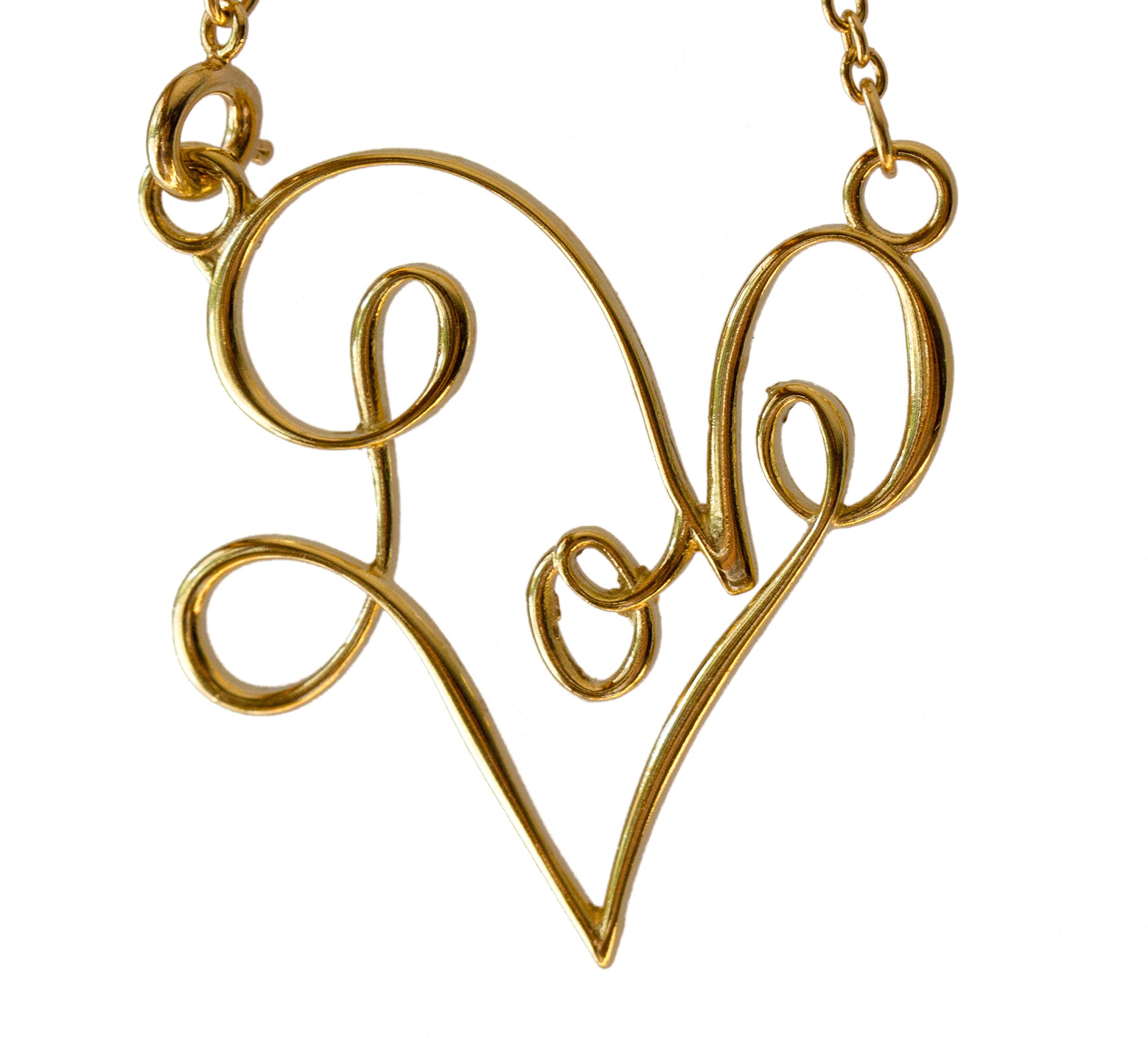 Gold-Dipped Love Pendant Necklace on Rolo Chain - Perfect for Valentine's Day Gifts, Anniversaries & Romantic Occasions