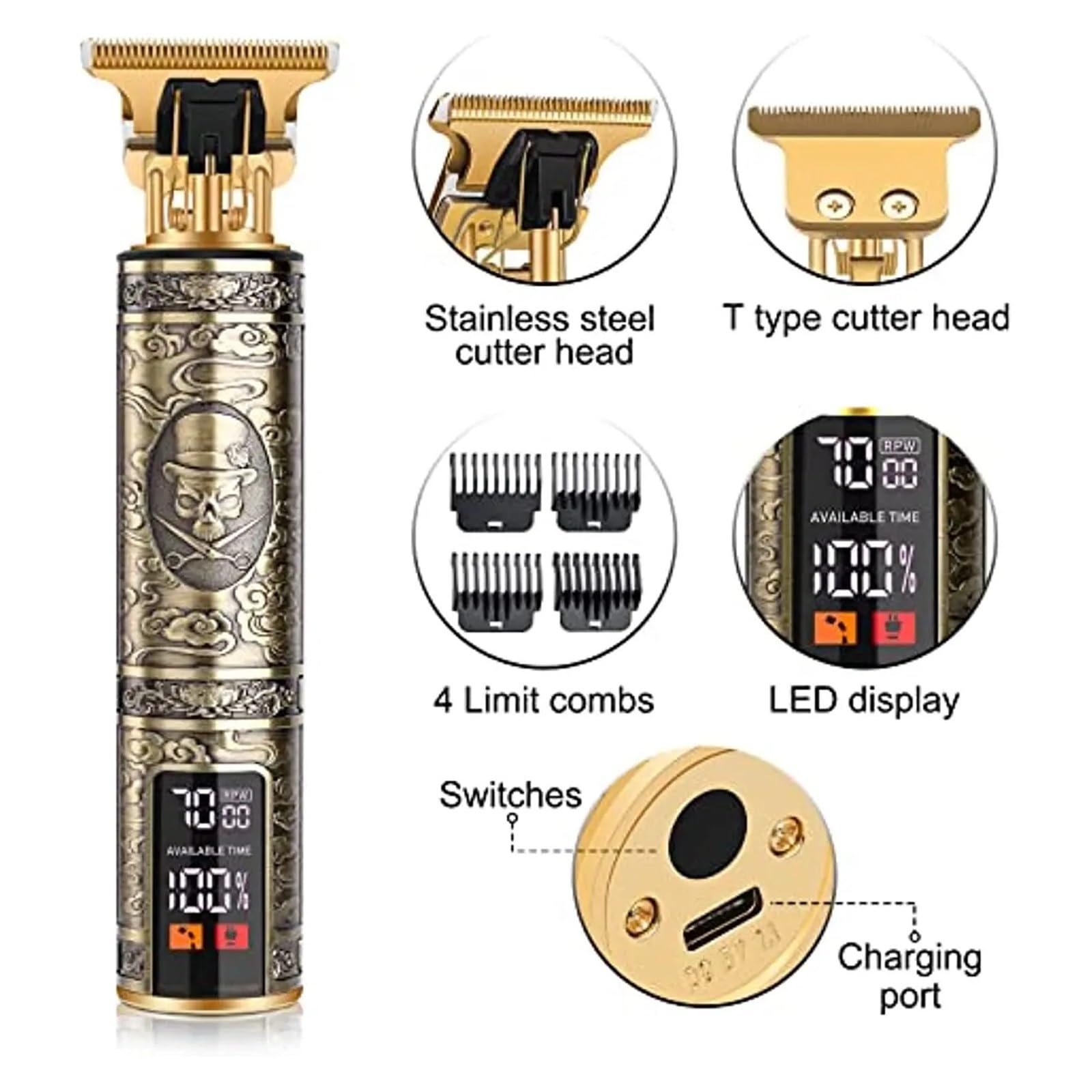 Original Razors Power Display Retro T9 Heavy Duty Waterproof Electric Shaver - Super Large Battery Capacity Hair Trimmer for Men (ABS Dragon) | Perfect for Travel, Gym & Daily Grooming