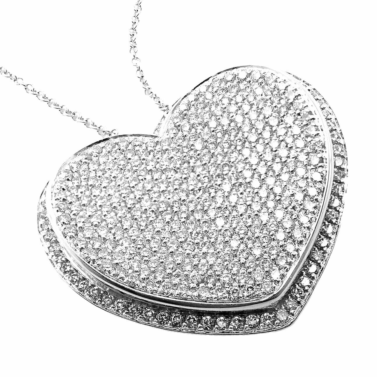 Authentic Pasquale Bruni 18k White Gold 2.02ct Pave Diamond Heart Necklace - Luxury Valentine's Gift for Her, Anniversary Jewelry & Romantic Occasion Present