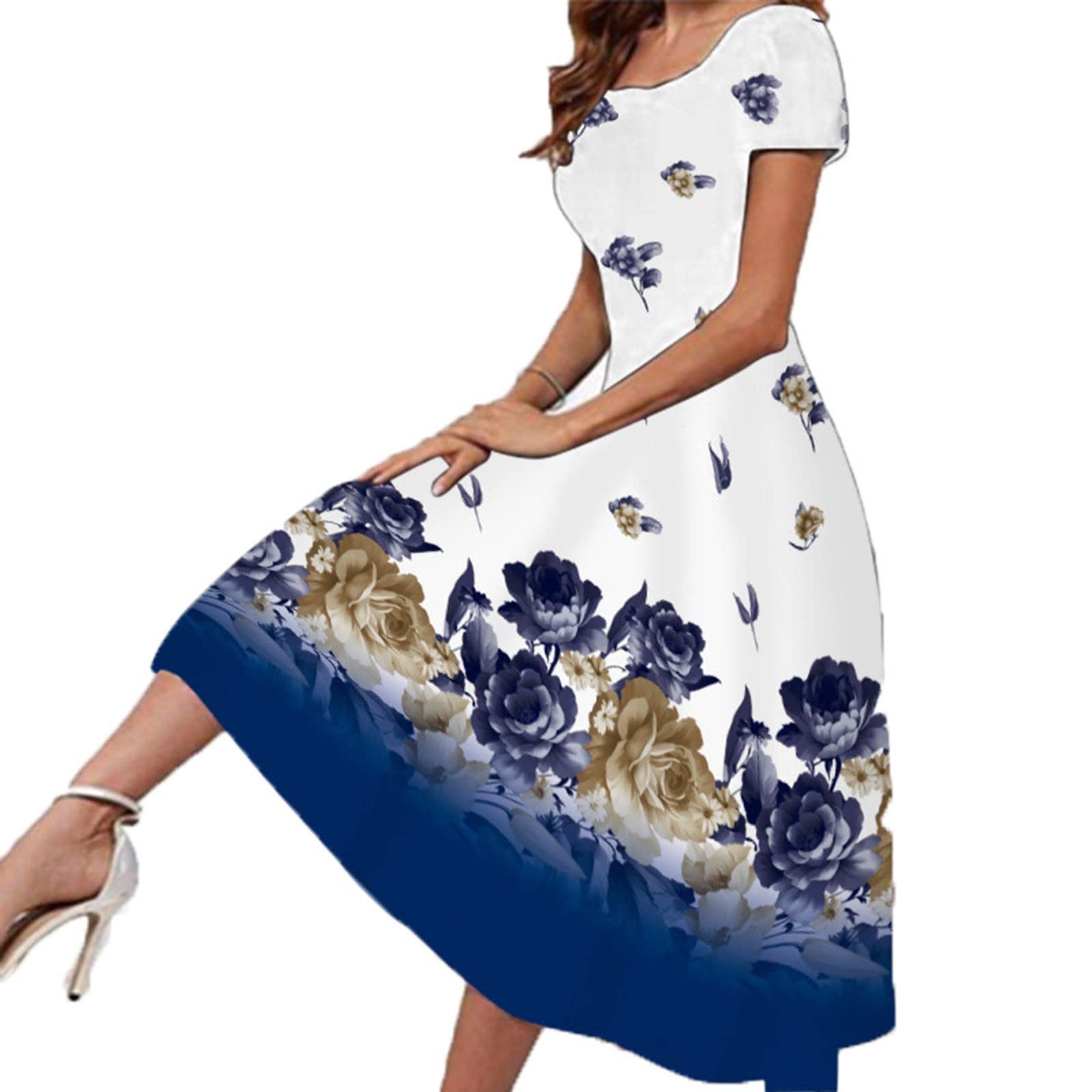 Padaii Women's Spring Floral Maxi Dress 2022 - Elegant Short Sleeve Flowy Long Dress for Casual, Dressy & Holiday Wear | Perfect for Beach Vacations, Summer Parties & Date Nights