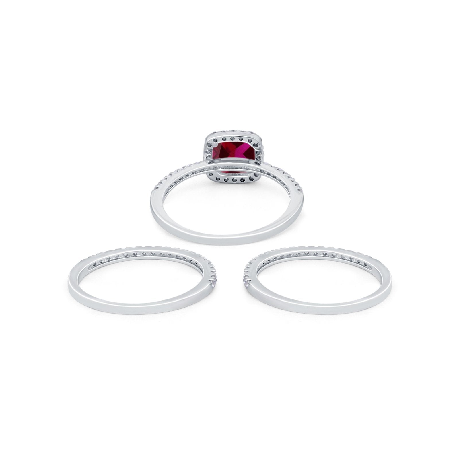 3-Piece Wedding Ring Set Round Cubic Zirconia 925 Sterling Silver Bridal Band for Women - Perfect for Engagement, Anniversary & Special Occasions