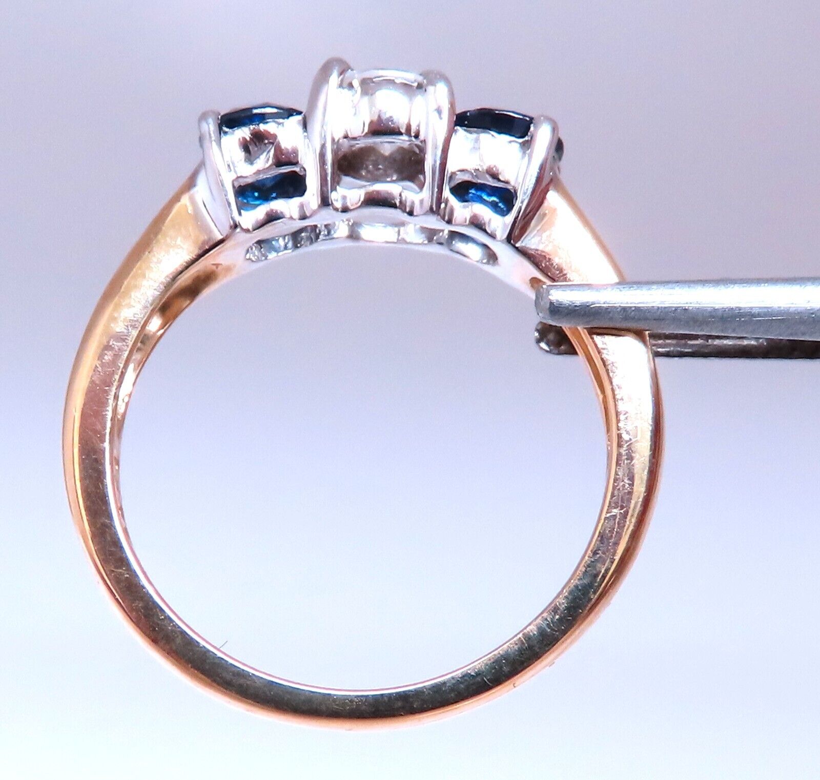 Natural Sapphire and Diamond Three-Stone Ring in 14K Gold – Perfect for Engagement, Anniversary & Special Occasions